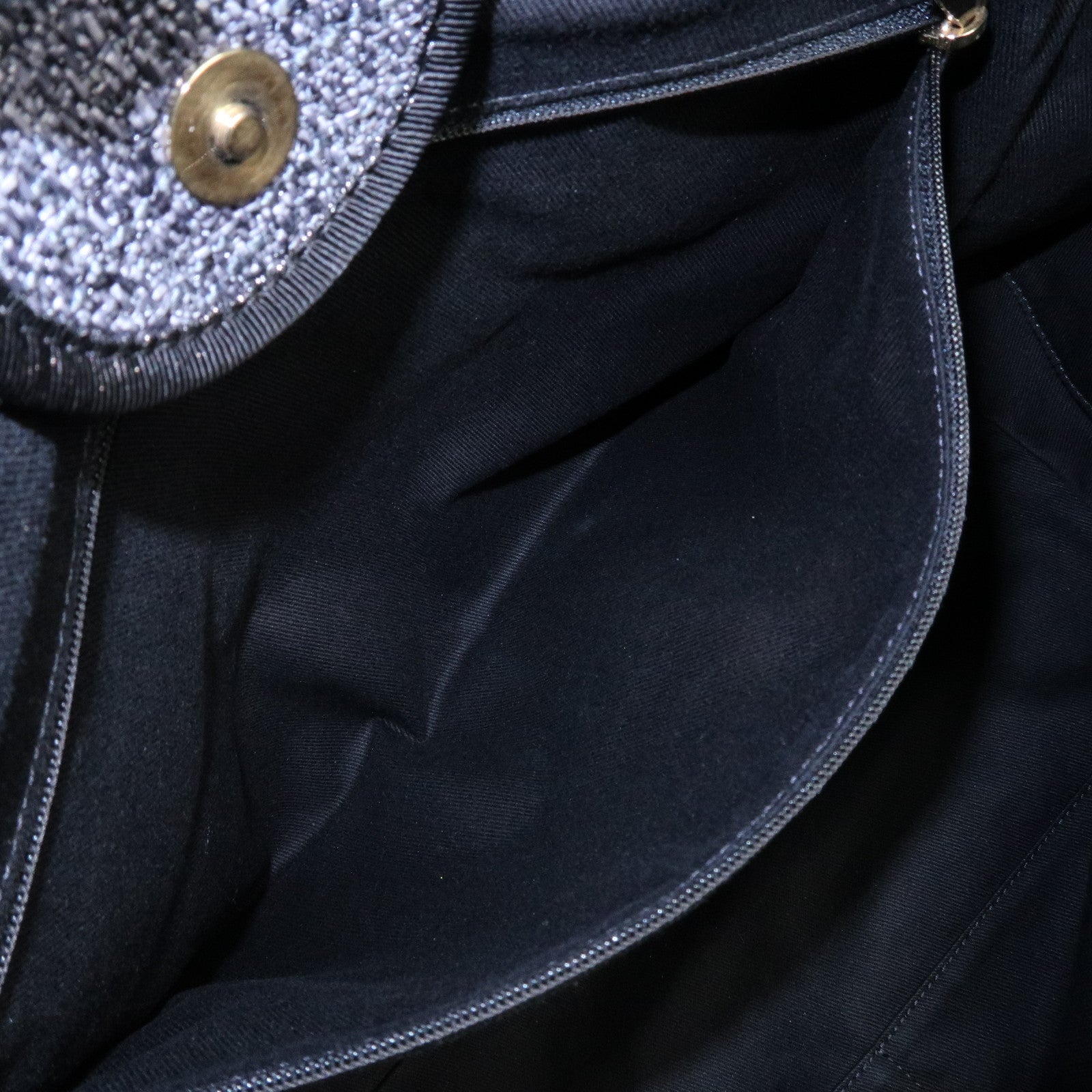 CHANEL Deauville Raffia Leather Chain Tote Bag GM A66941 Navy Used