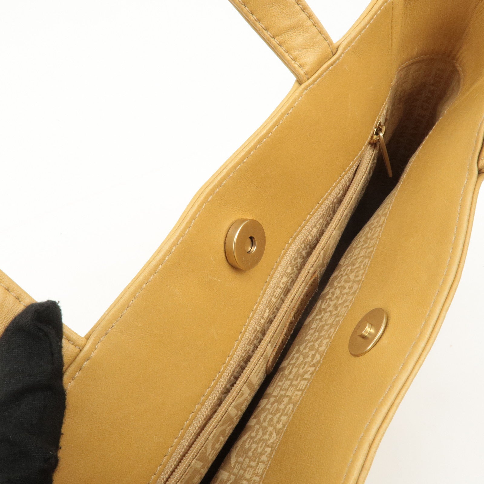 CHANEL Icon Line Leather COCO Mark Tote Bag Hand Bag Beige Used