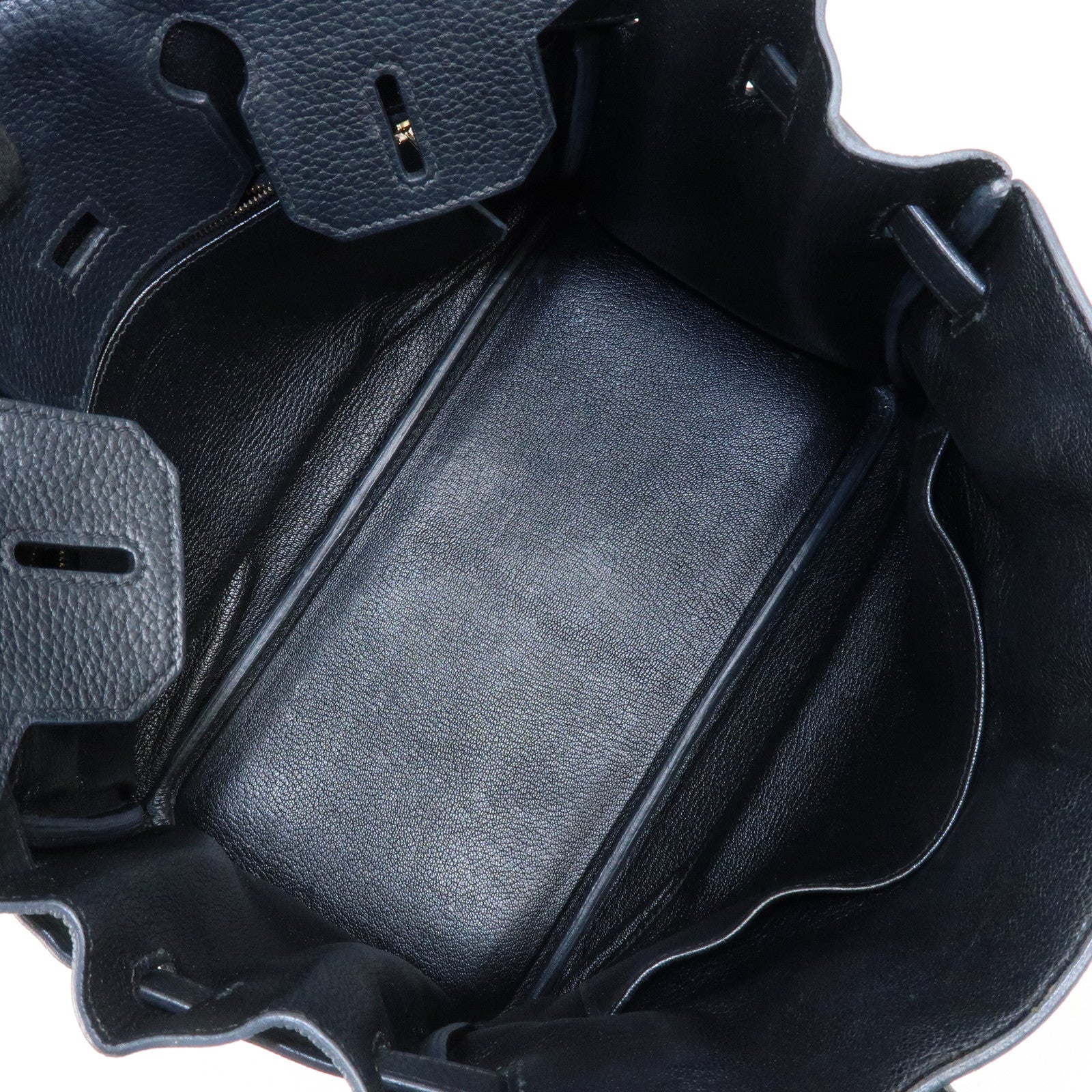 HERMES Taurillon Clemence Birkin 30 M stamped Black Gold Used