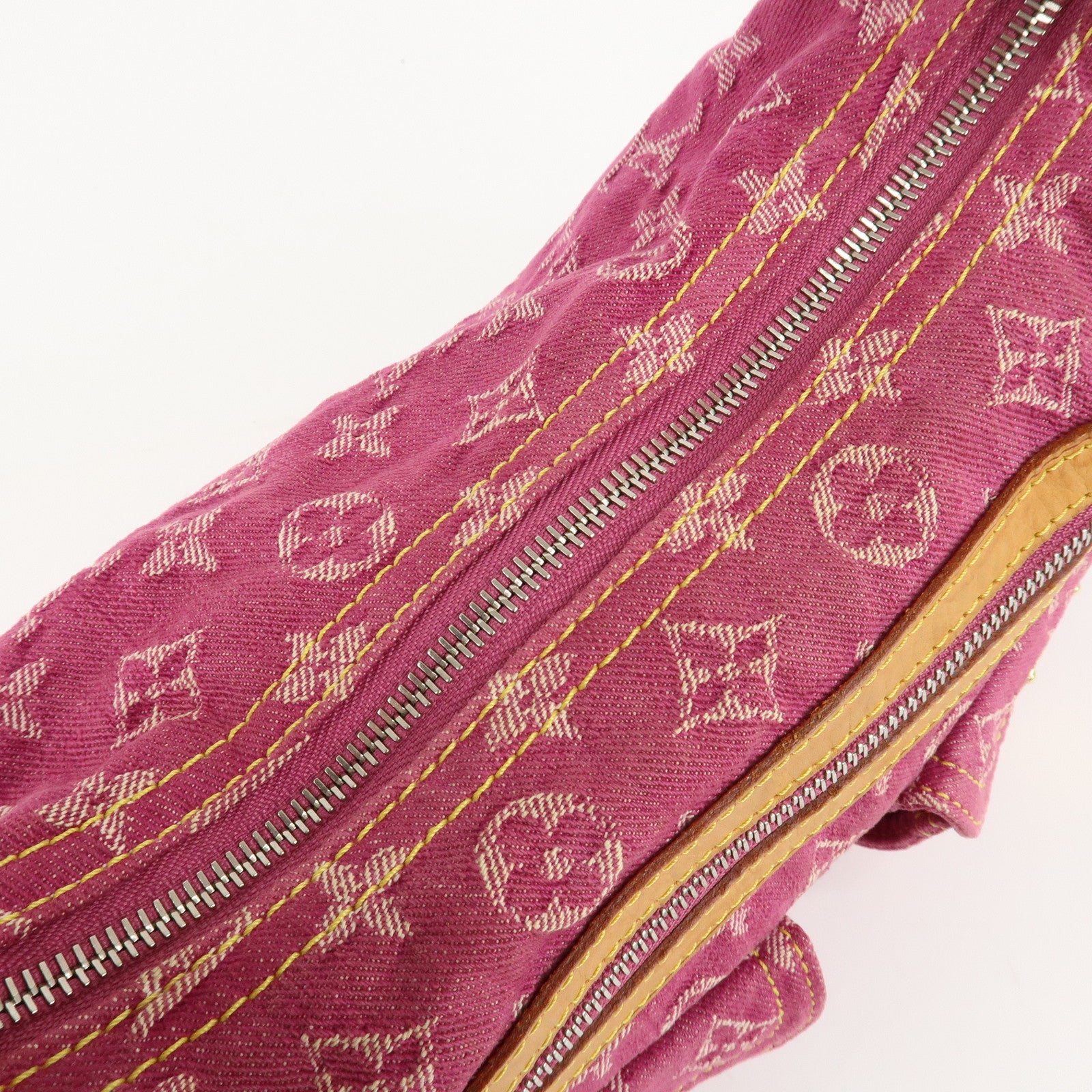 Louis Vuitton Monogram Denim Baggy PM Shoulder Bag Fuchsia M95212 Used