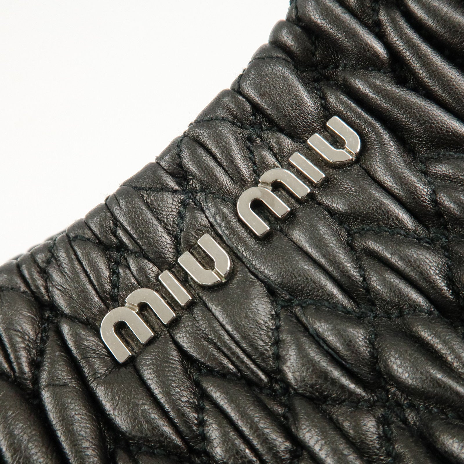 MIU MIU Matelasse Leather 2WAY Bag Hand Bag Black RN0896 Used