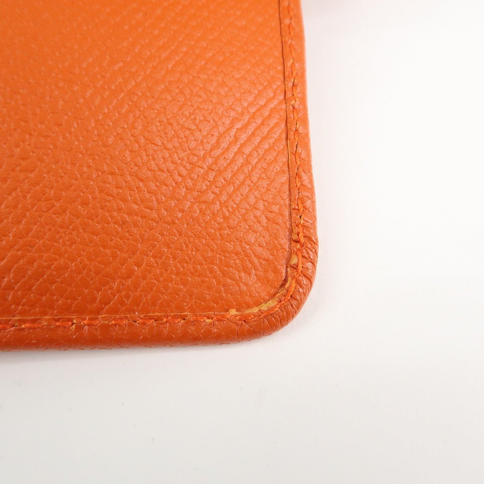 CHANEL Leather Planner Cover Orange Gold Hardware Used