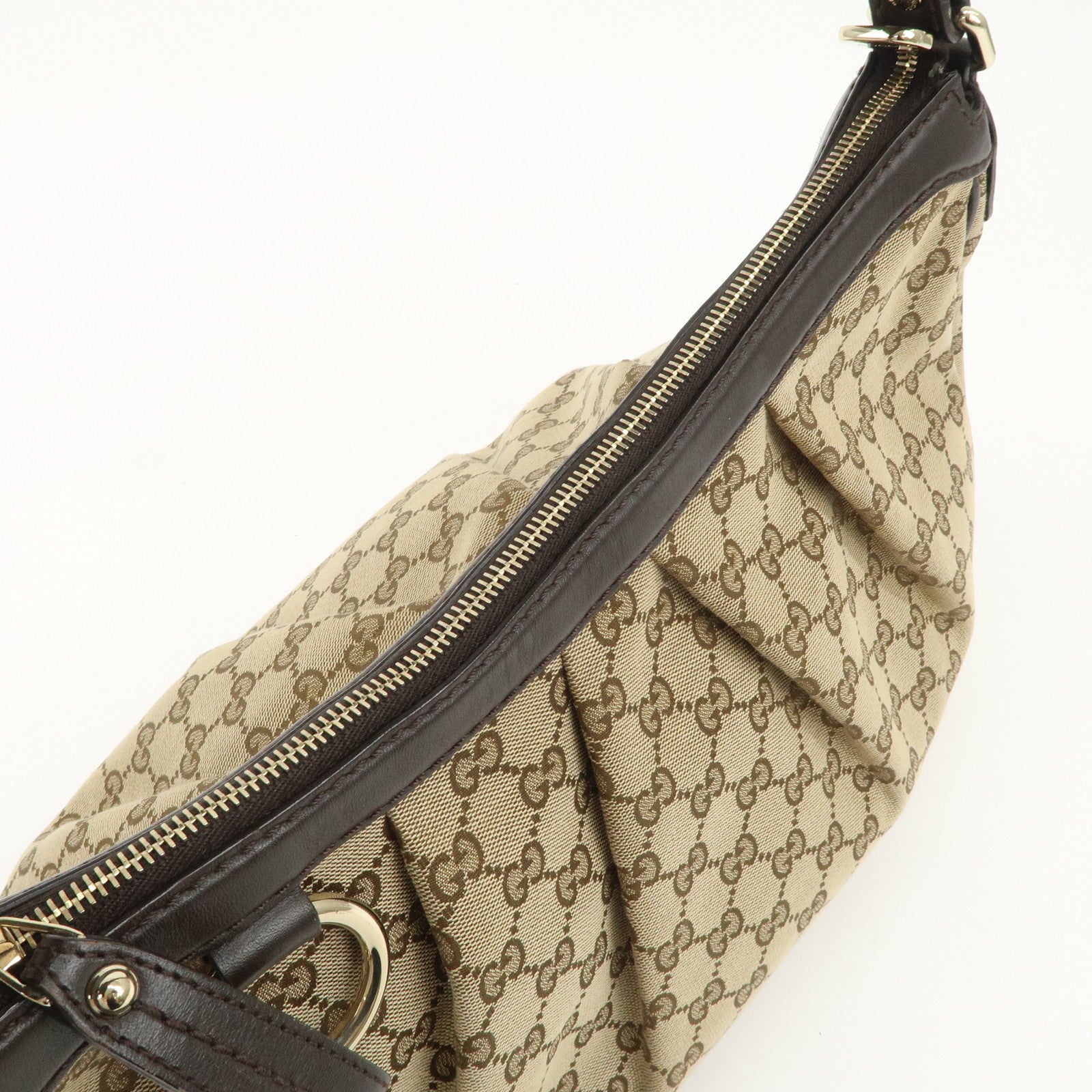 GUCCI Sukey Interlocking G GG Canvas Leather Shoulder Bag 362726