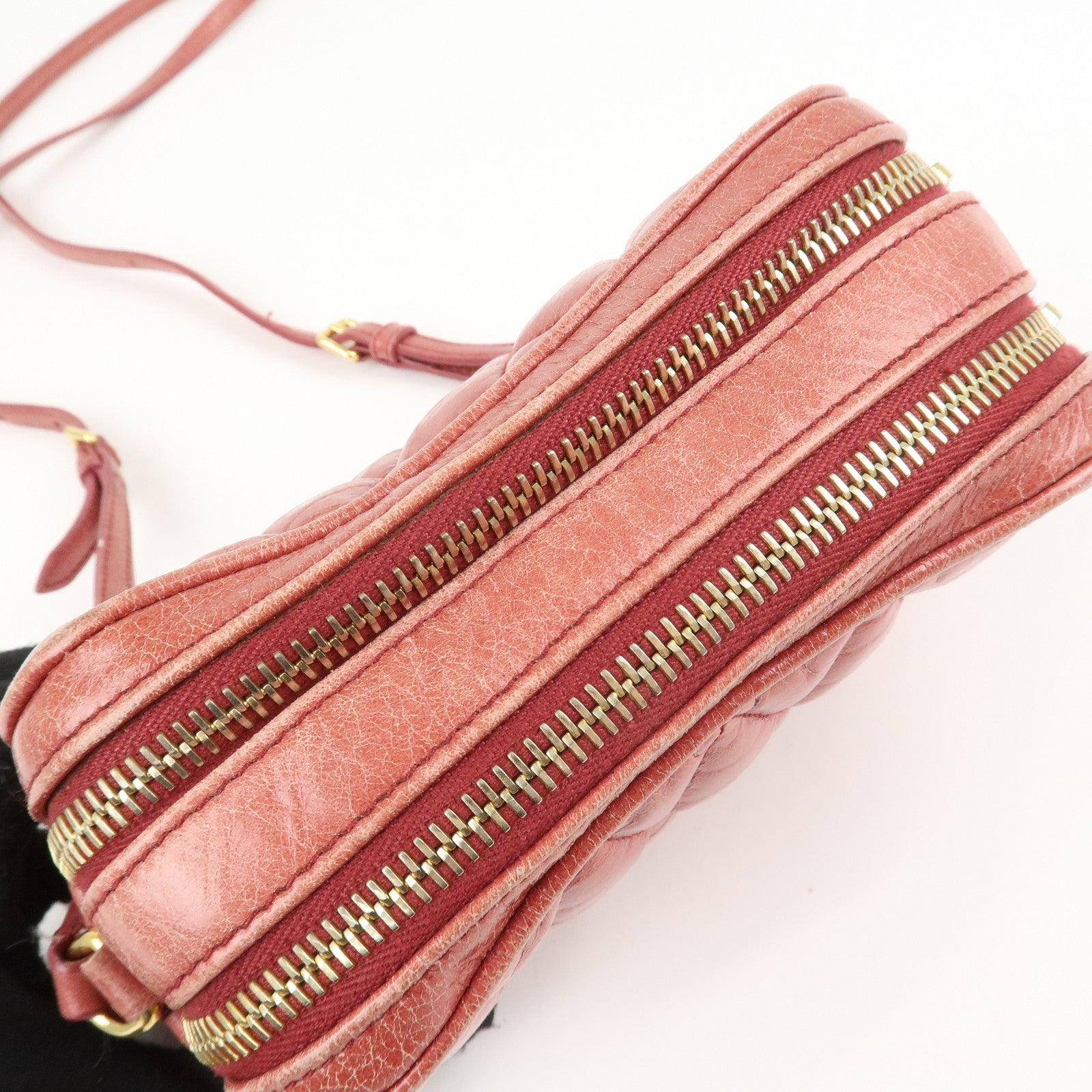 MIU MIU Leather Shoulder Bag Crossbodyb Bag Pink 5BH543 Used