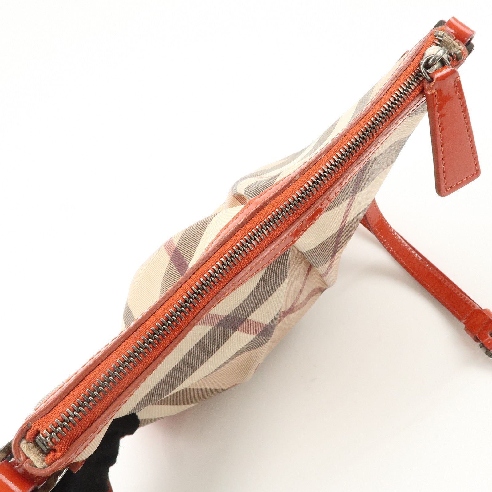 BURBERRY PVC Leather Shoulder Bag Crossbody Bag Beige Orange Used