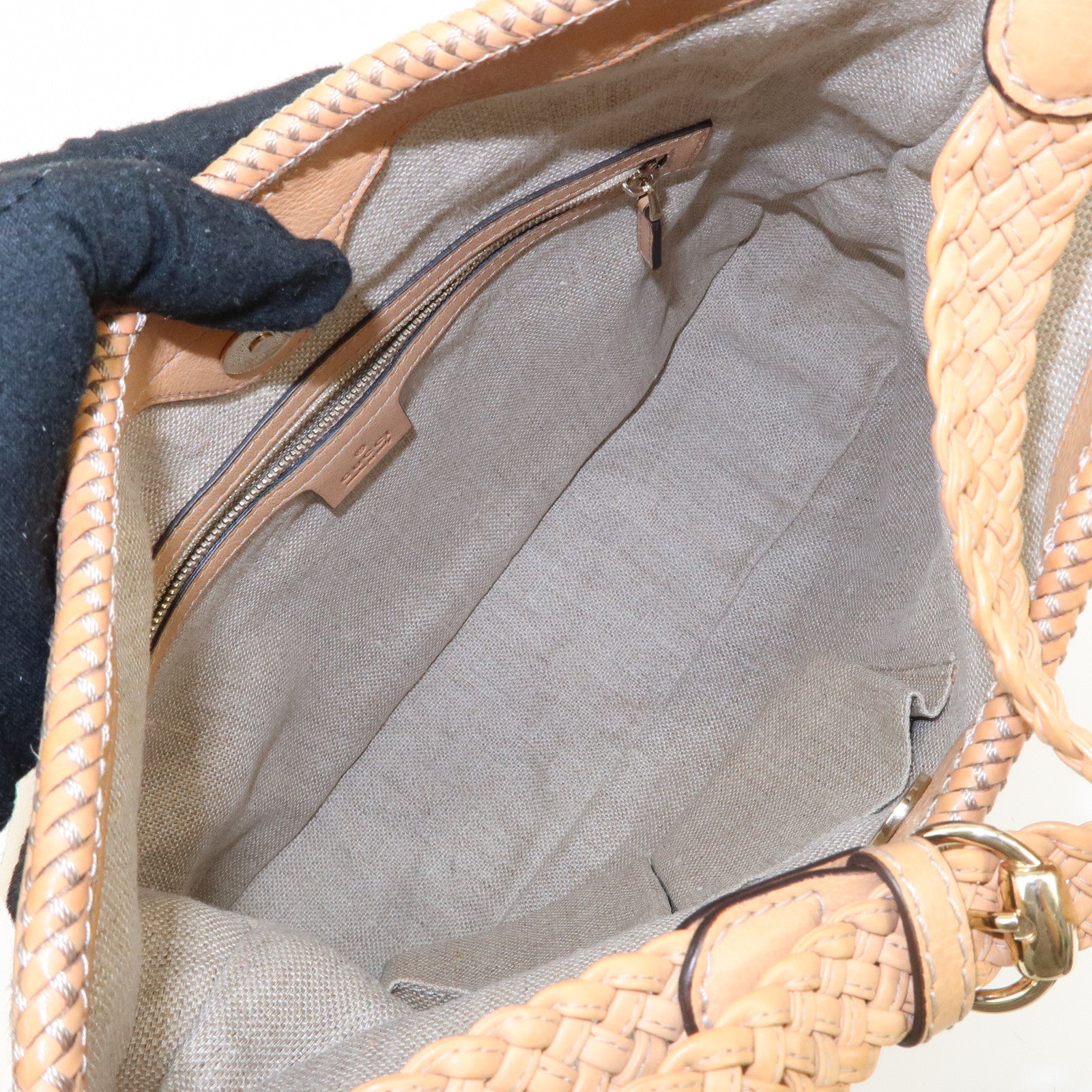 GUCCI Haraco Leather One Shoulder Bag Zebra 257026 Used