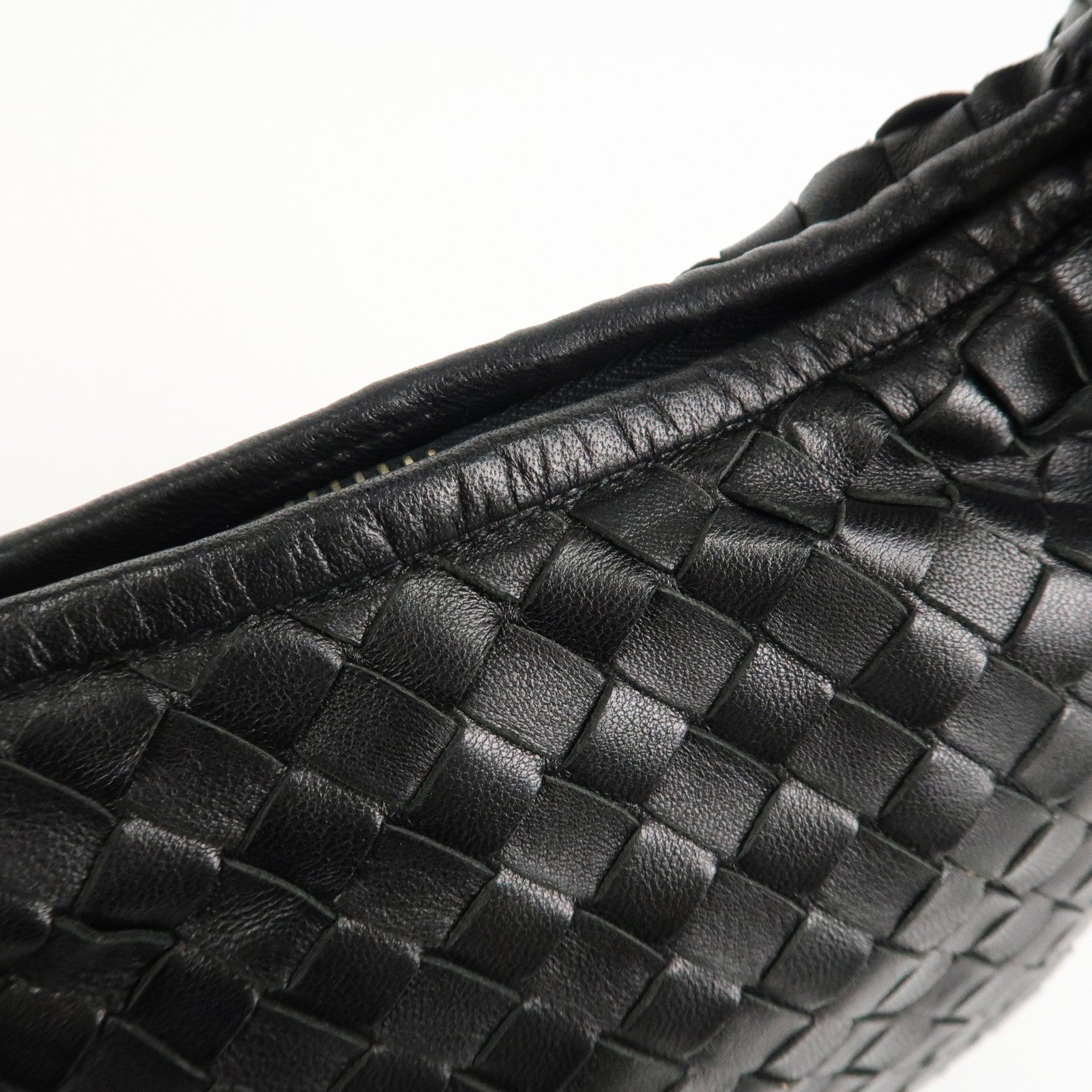 BOTTEGA VENETA Hobo Intrecciato Leather Shoulder Bag Black 115653 Used
