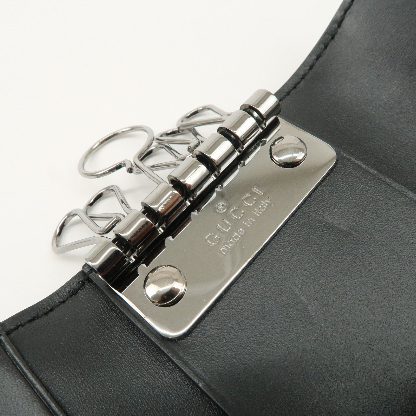 GUCCI Guccissima Leather 6 Rings Key Case Key Holder Black 779824 Used