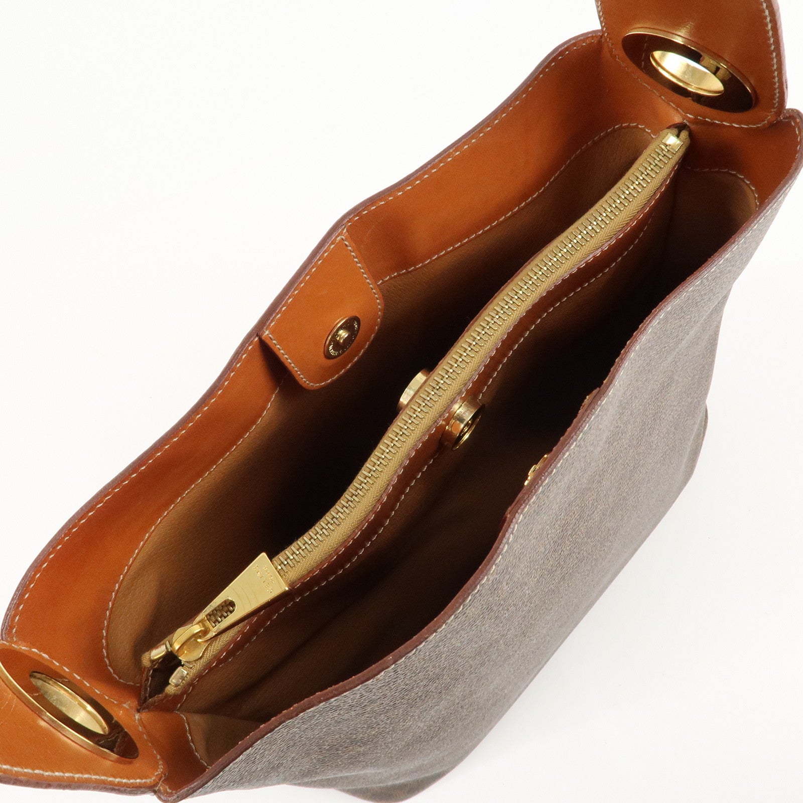 CELINE Macadam PVC Leather Shoulder Bag Hand Bag Brown Used