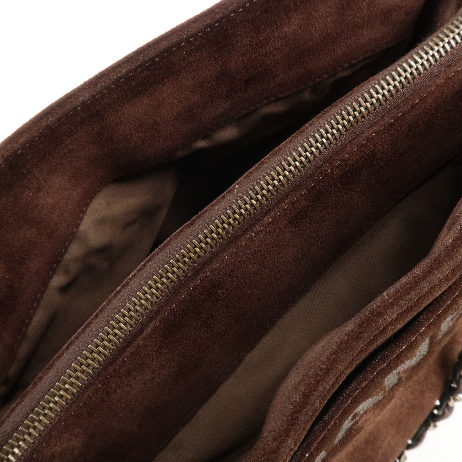 CHANEL Suede Chain Hand Bag Shoulder Bag Tote Bag Brown Used