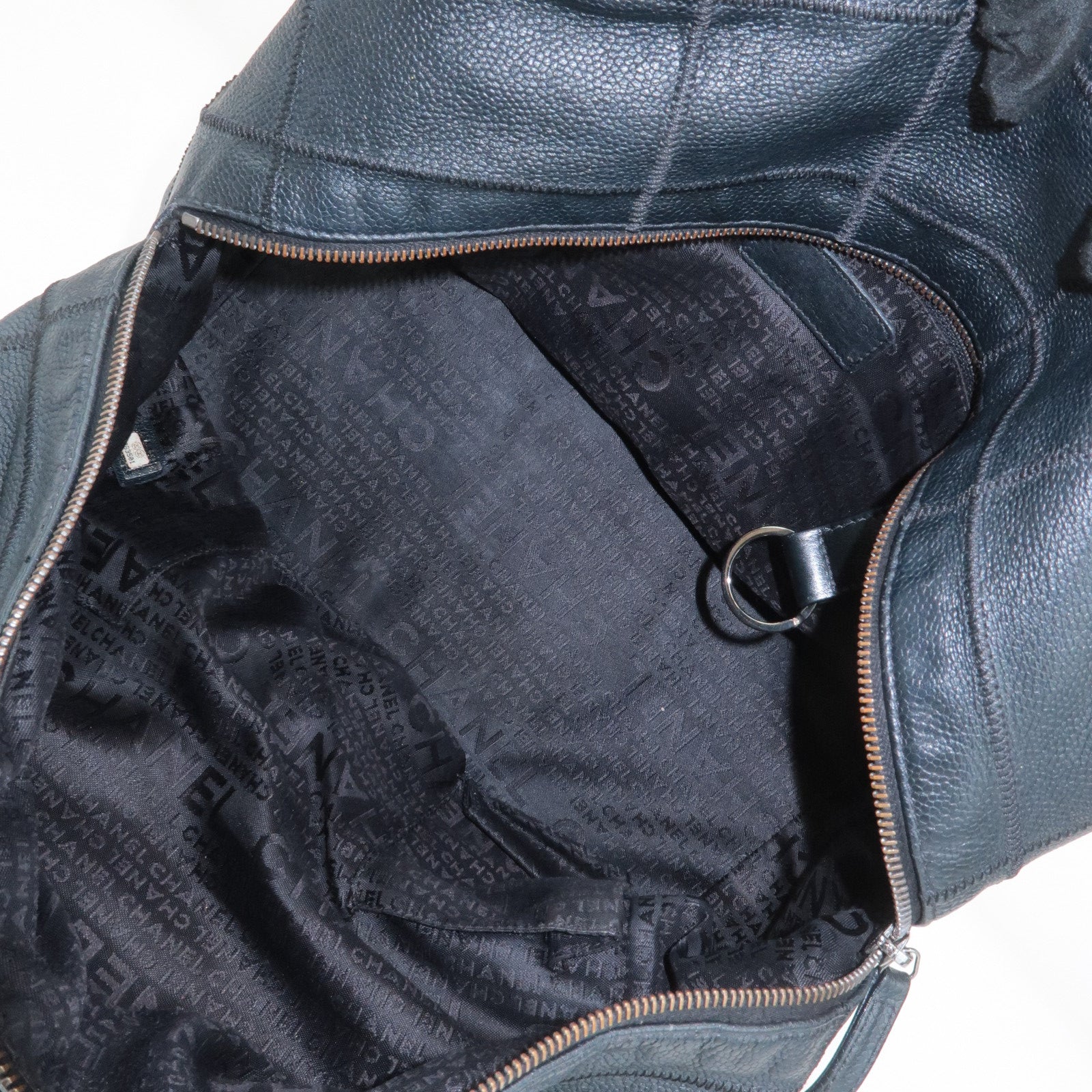 CHANEL Chocolate Bar Caviar Skin Mini Boston Bag Black A26135 Used