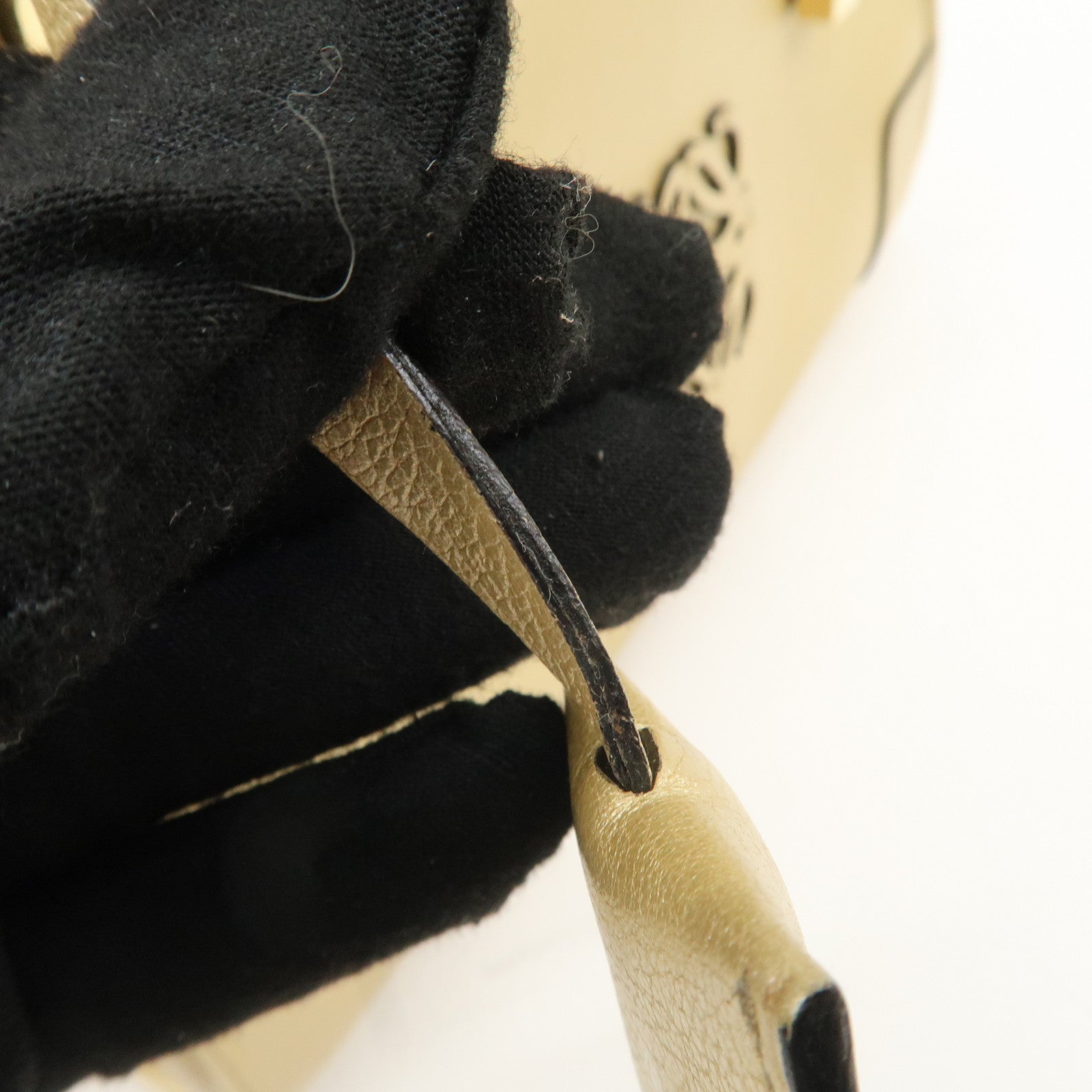 LOEWE Anagram Leather Amazona 28 Hand Bag Gold Used