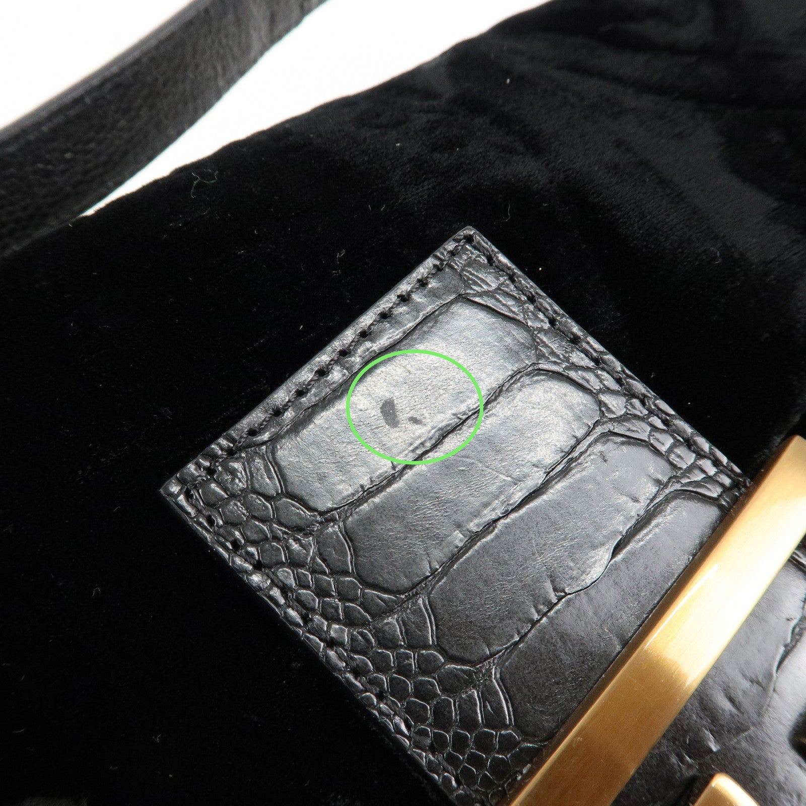 FENDI Mamma Baguette Polyester Leather Shoulder Bag Black 8BR000 Used