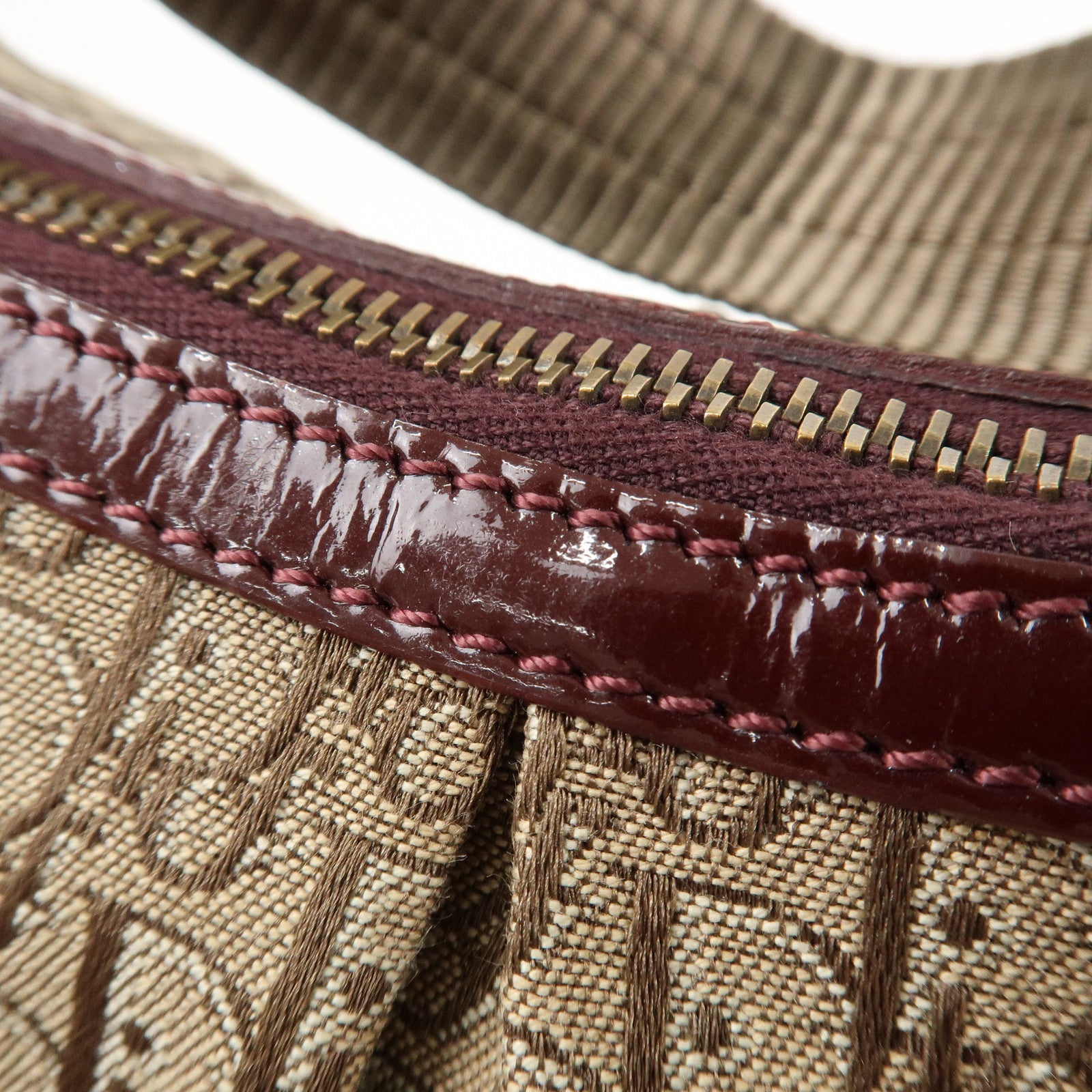 Christian Dior Trotter Canvas Patent Leather Suede Shoulder Bag Used