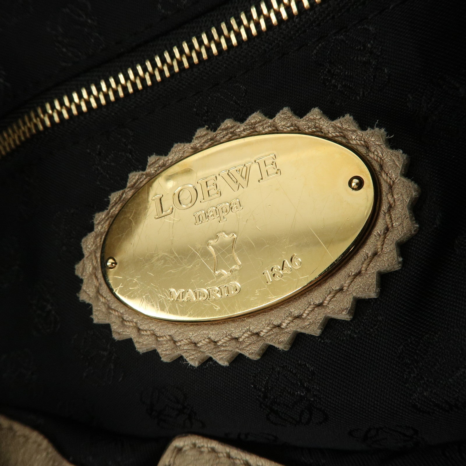 LOEWE Leather Viento One Shoulder Bag Gold Used