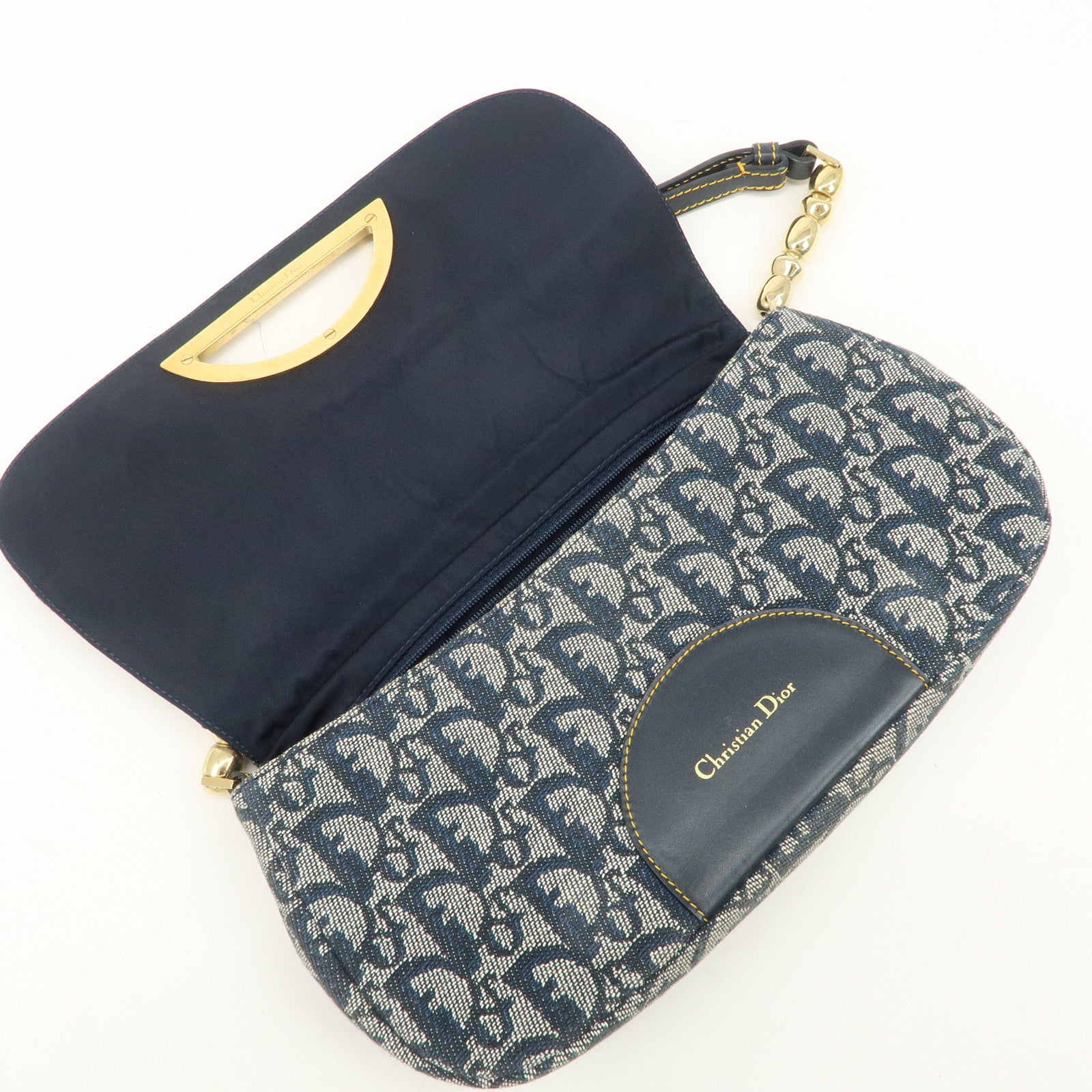 Christian Dior Maris Pearl Trotter Canvas Leather Shoulder Bag Used