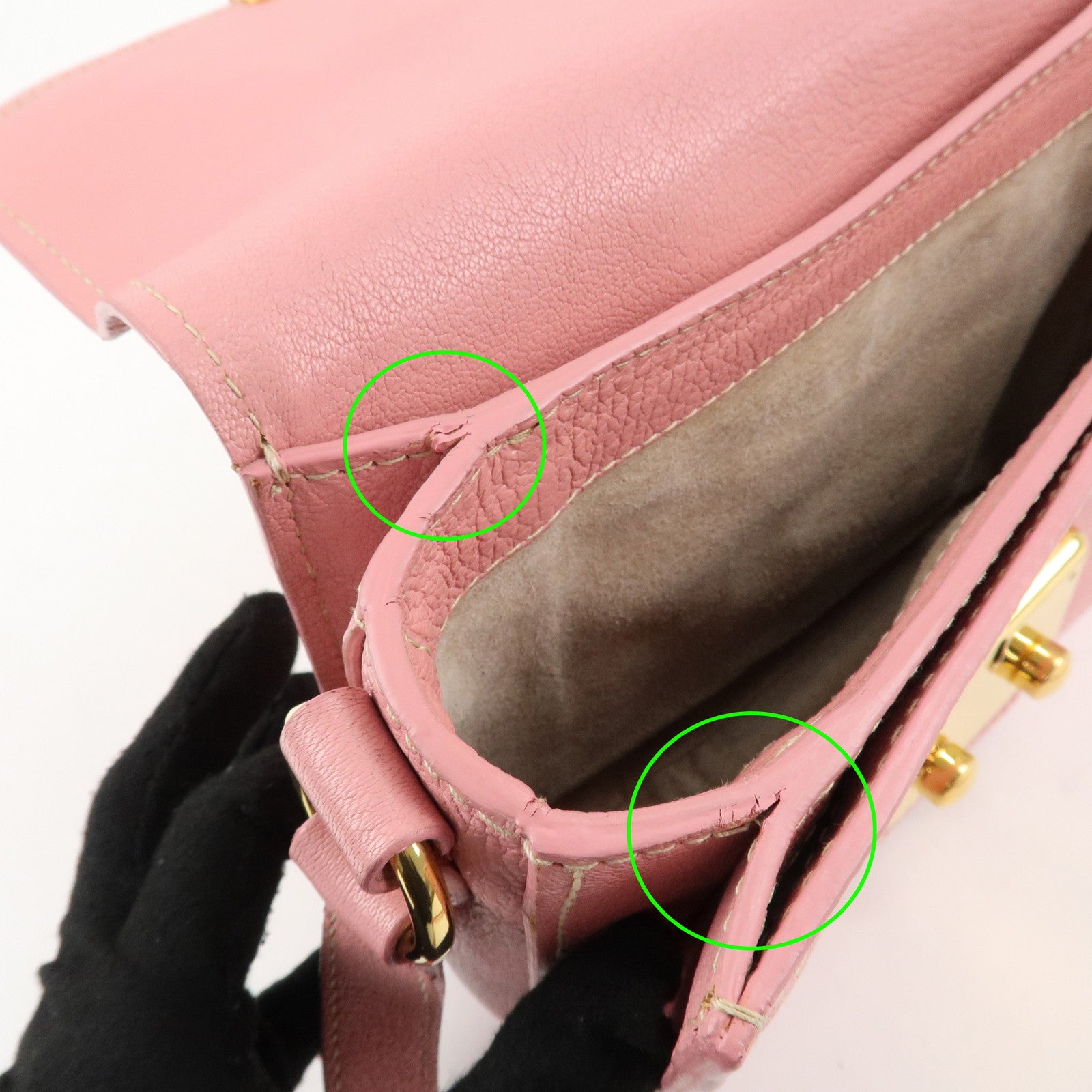 MIU MIU Leather Shoulder Bag Pink RTC460 Used