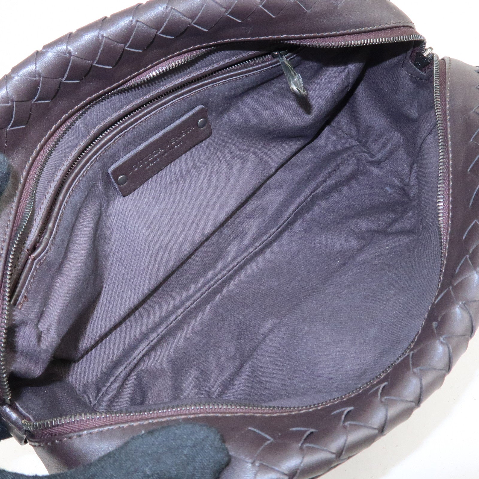 BOTTEGA VENETA Intrecciato Leather Second Bag Dark Brown Used