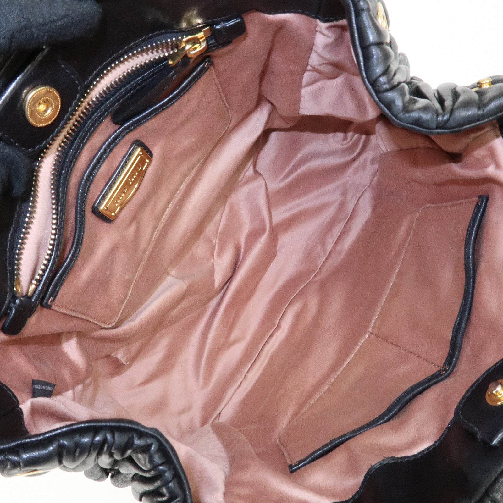 MIU MIU Matelasse Leather Tote Bag Hand Bag Black Used
