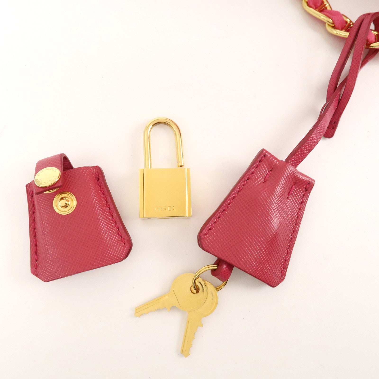 PRADA Nylon Leather Chain Shoulder Bag Pink BR4965 Used