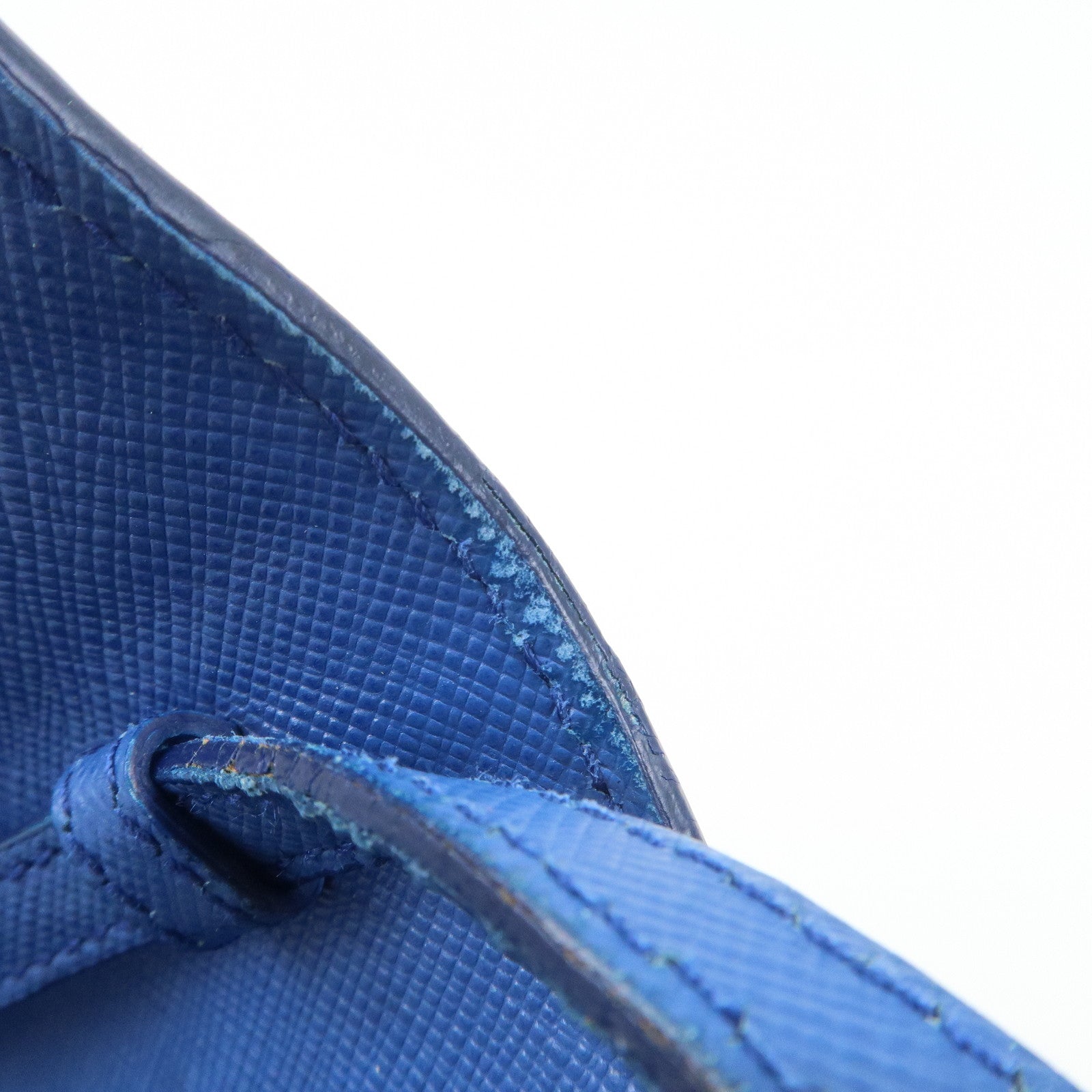 PRADA Leather Shoulder Bag Blue Navy Used