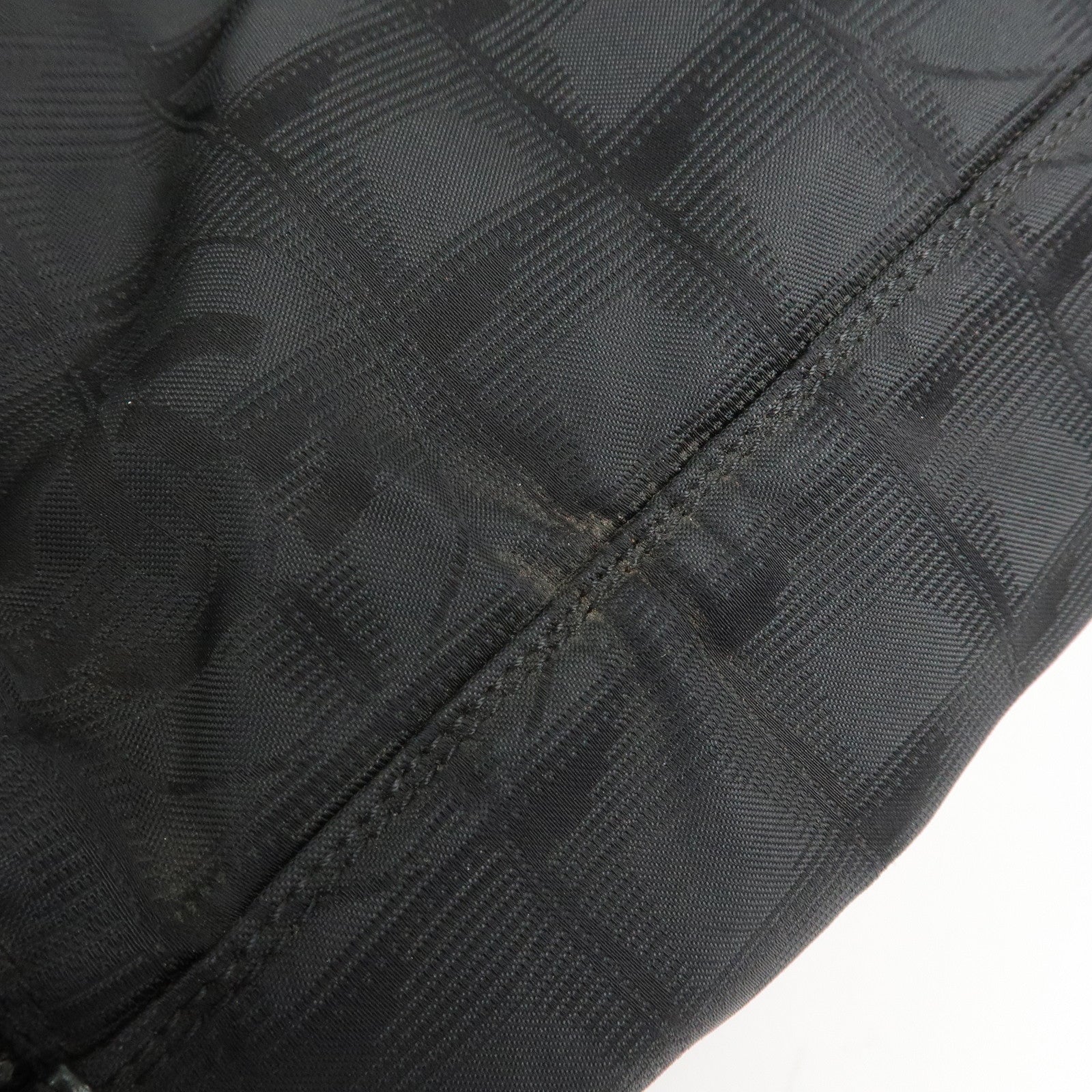 CHANEL New Travel Line Nylon Jacquard Leather Vanity Bag A15829 Used