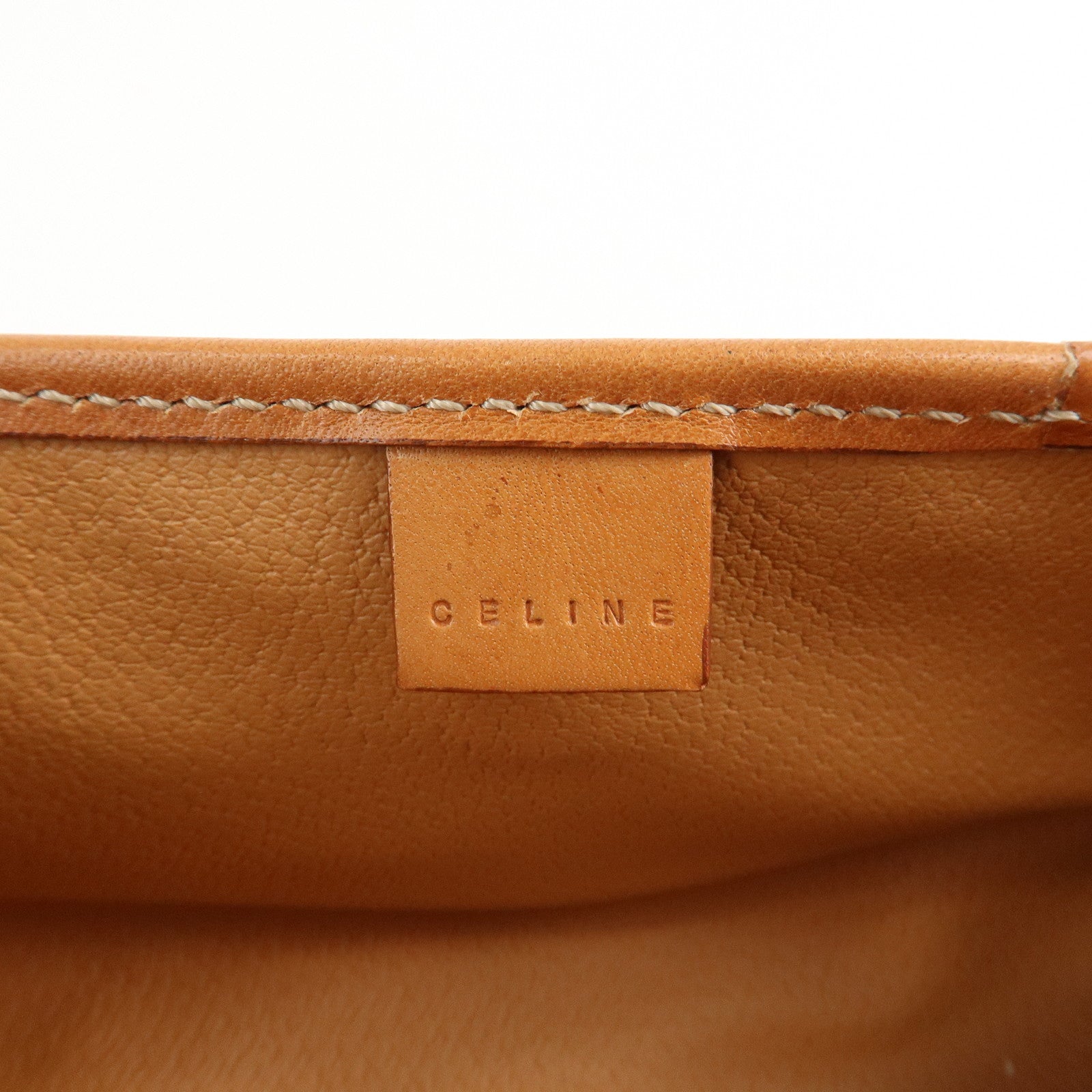 CELINE Macadam PVC Leather Pouch Cosmetic Pouch Brown Used