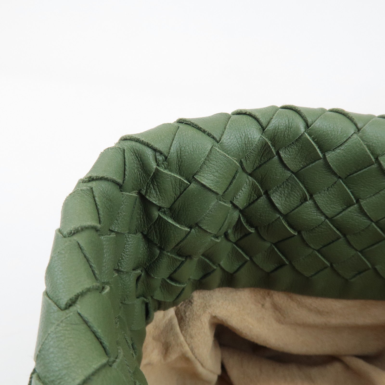 BOTTEGA VENETA Intrecciato Leather Tote Shoulder Bag Green 162937 Used