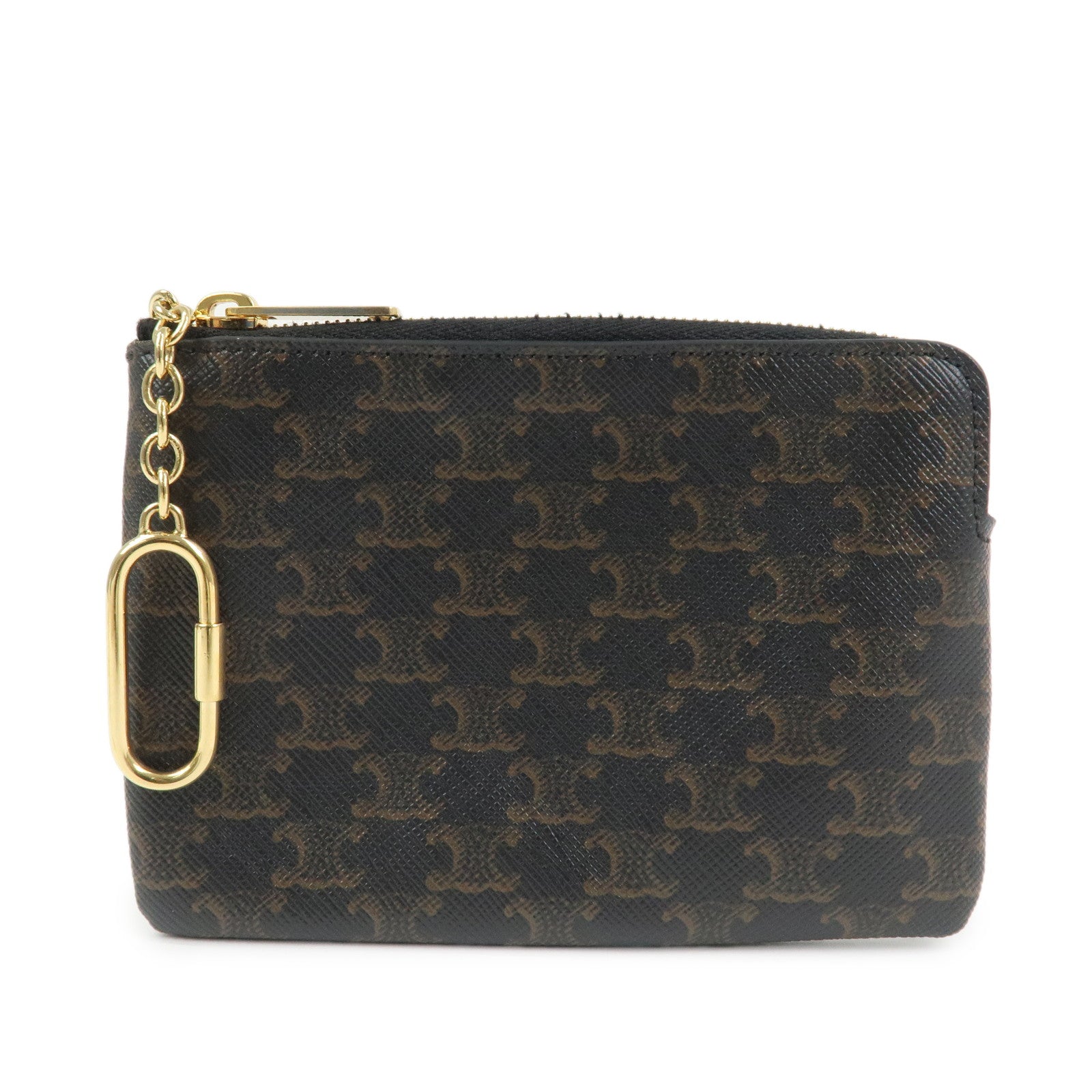 CELINE Triomphe PVC Canvas Cosmetic Pouch Black