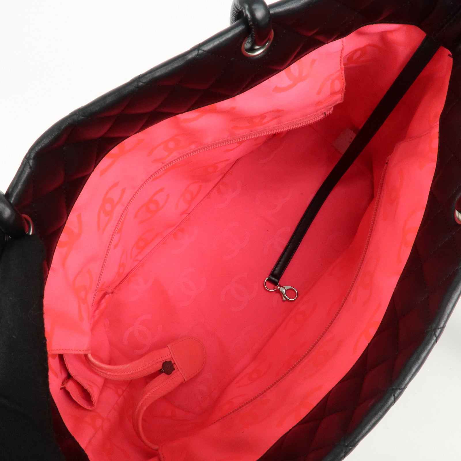 CHANEL Cambon Line Lamb Skin COCO Mark Large Tote Bag A25169 Used