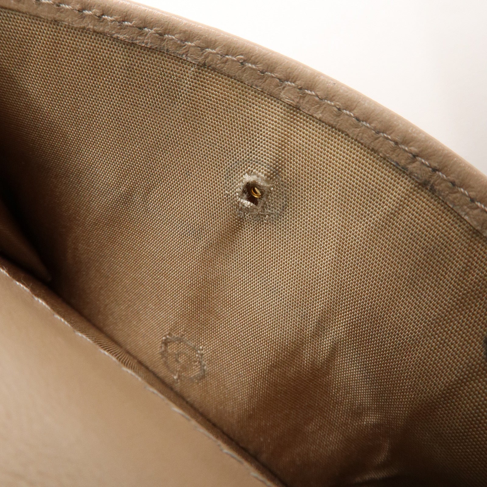 PRADA Saffiano Leather Trifold Compact Wallet Beige 1MH176 Used