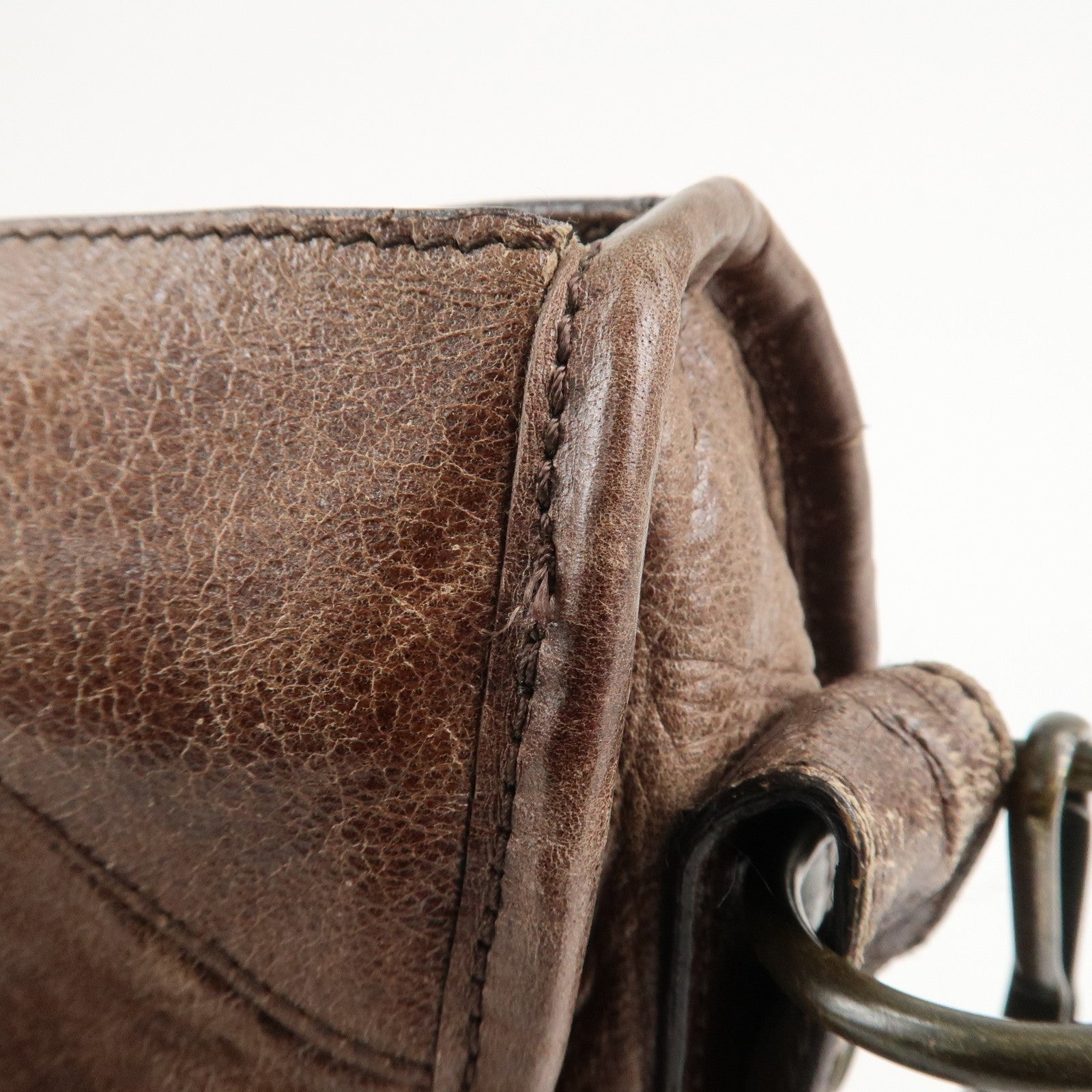 BALENCIAGA The City Leather 2Way Hand Bag Brown 115748 Used