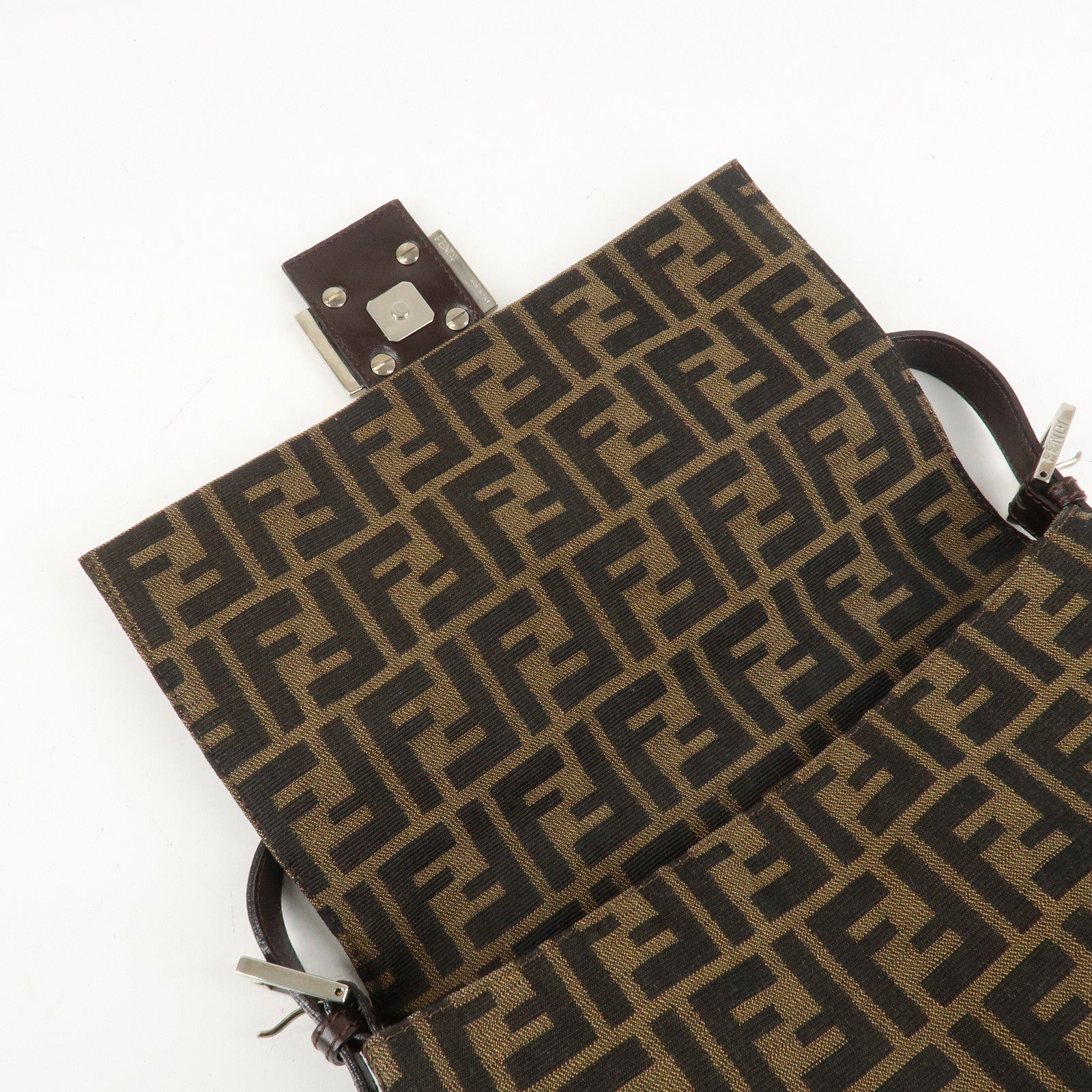 FENDI Zucca Mamma Baguette Vinyl Leather Shoulder Bag 26325 Used