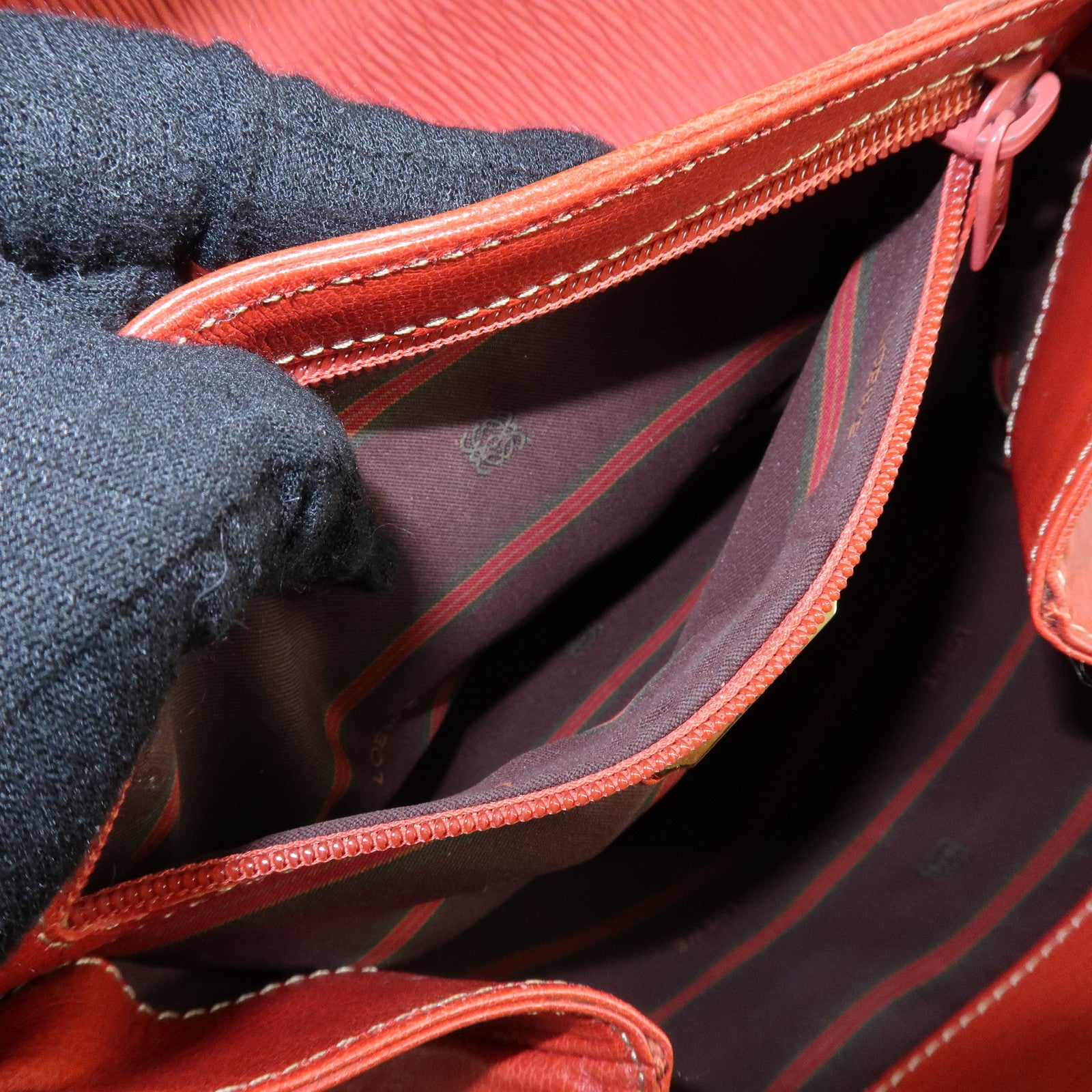 LOEWE Velazquez Suede Leather 2Way Bag Hand Bag Orange Used