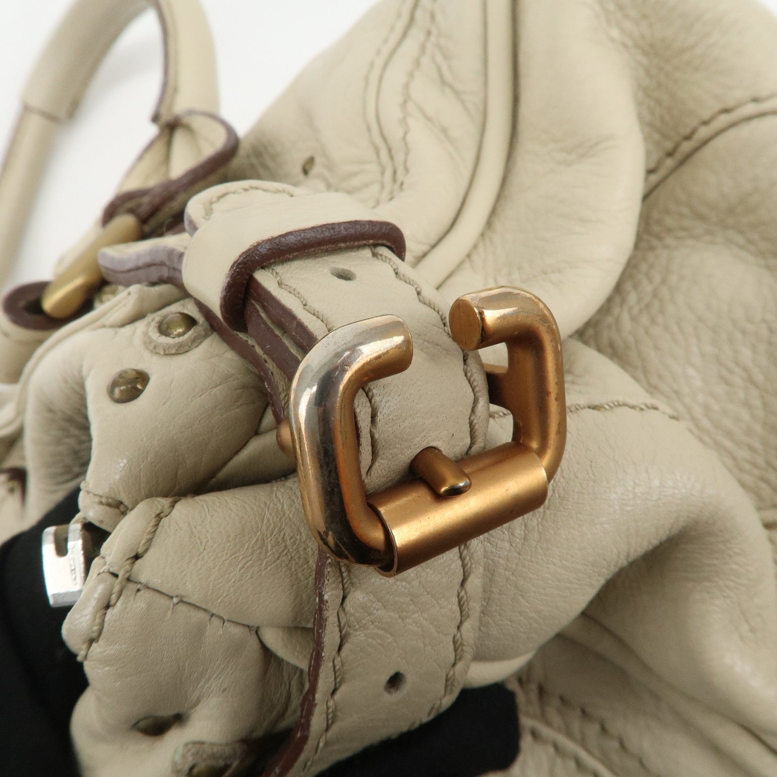Chloe Paddington Leather Shoulder Bag Hand Bag Ivory Used