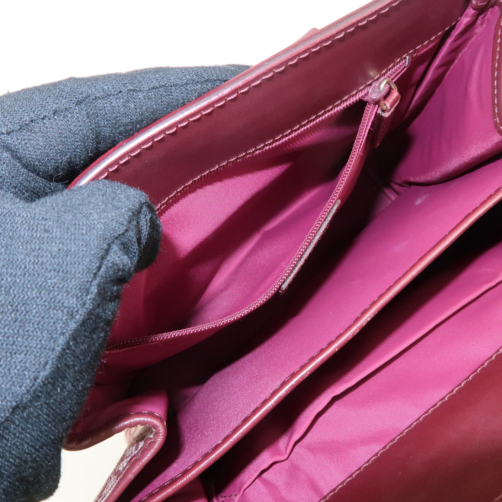 Christian Dior Trotter Canvas Leather Tote Bag Hand Bag Bordeaux Used