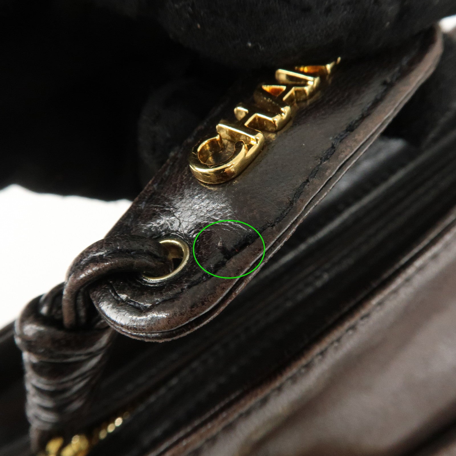 CHANEL COCO Mark Lamb Skin  Chain Shoulder Bag Brown Gold Used