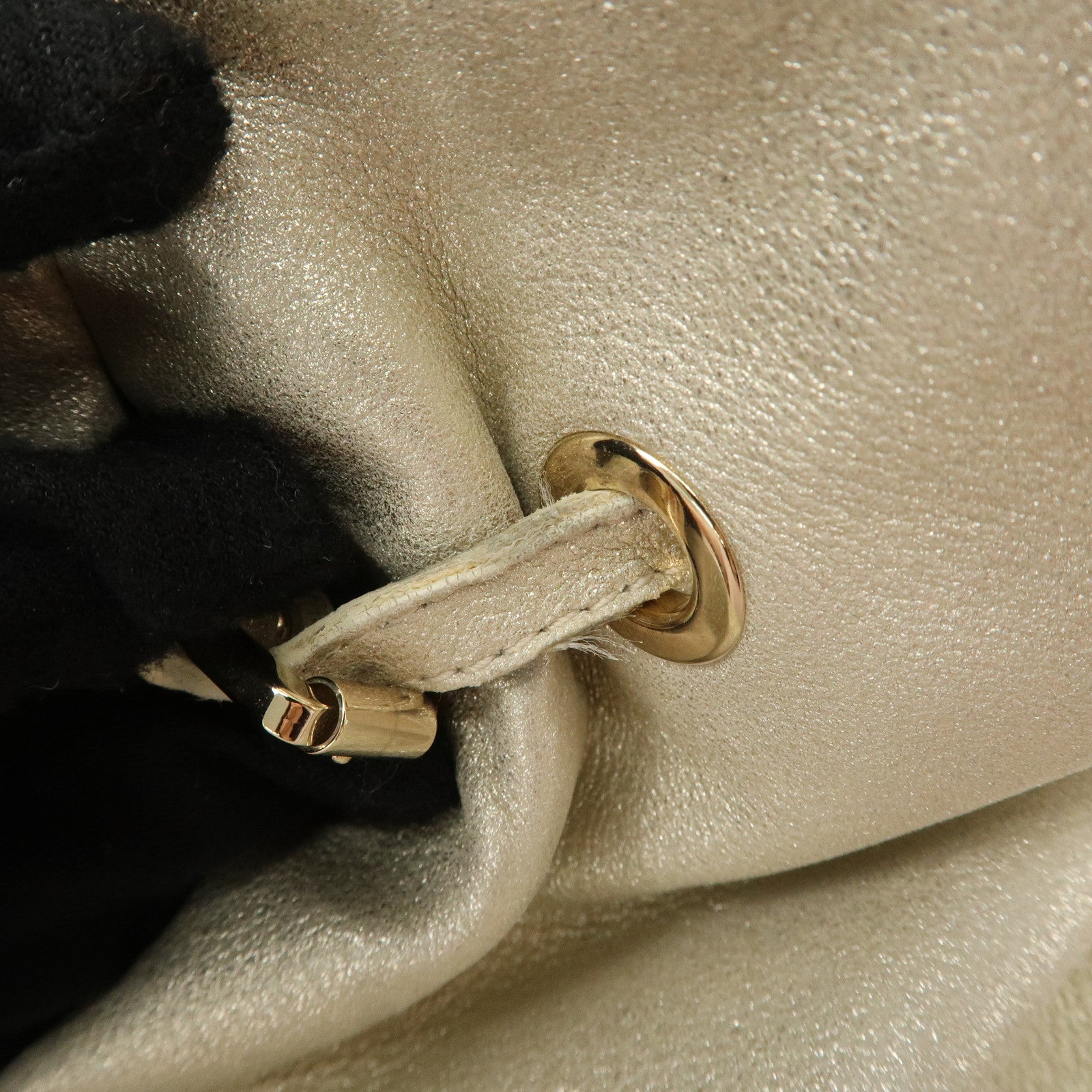 Christian Dior Leather Chain Shoulder Bag Tote Bag Silver Used