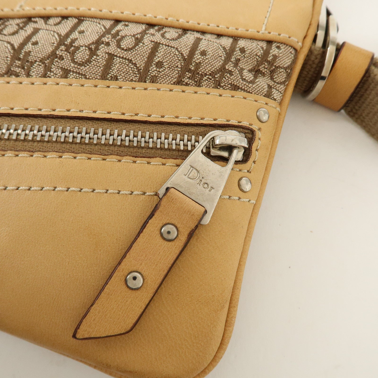 Christian Dior Street Chic Trotter Canvas Leather Shoulder Bag Used