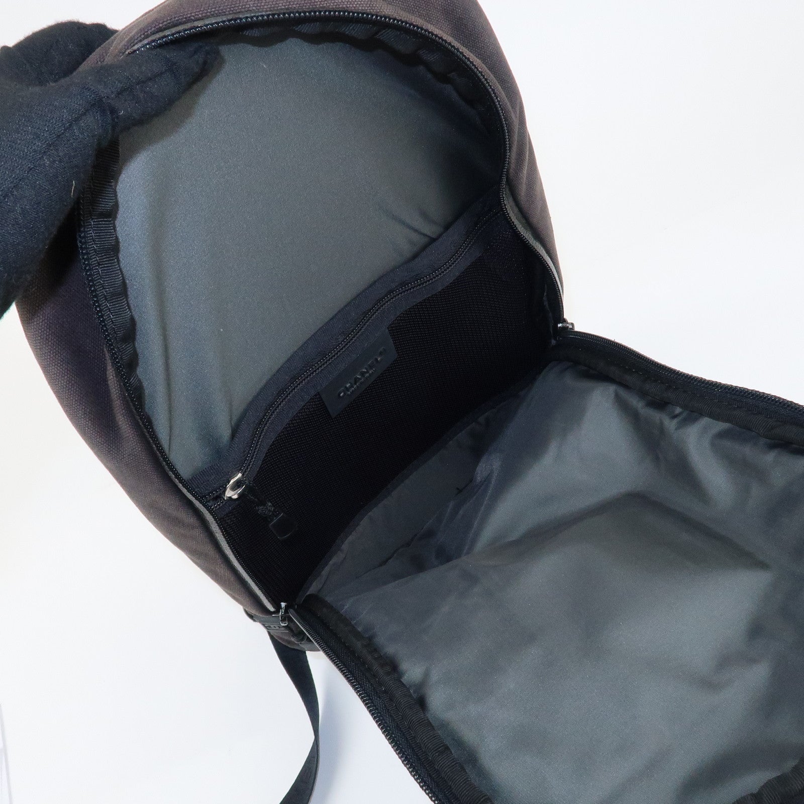 CHANEL CHANEL Sports Canvas Backpack Black Green Used