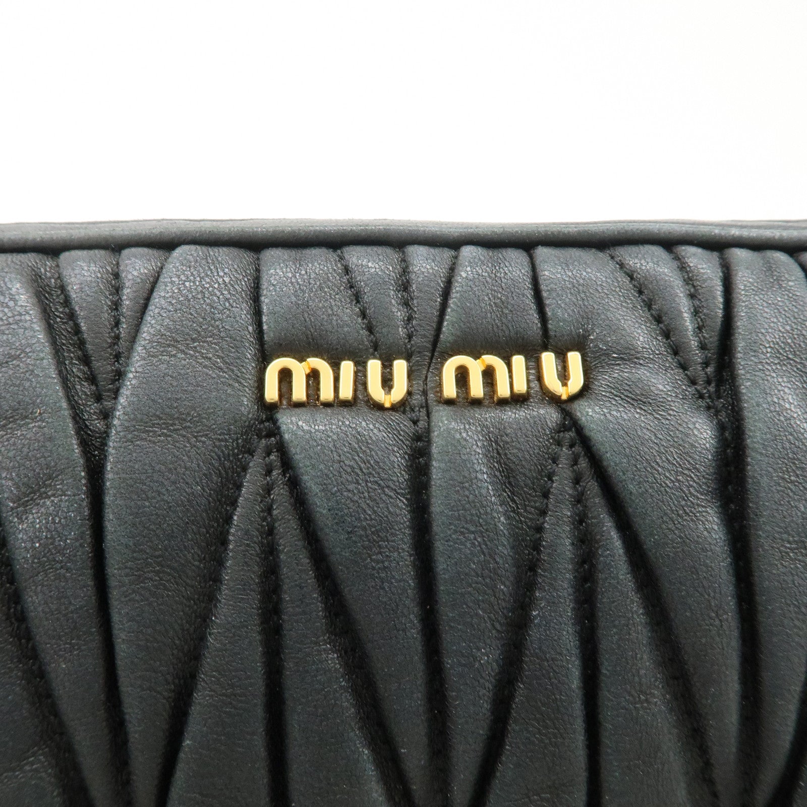 MIU MIU Matelasse Leather Shoulder Bag Black Used
