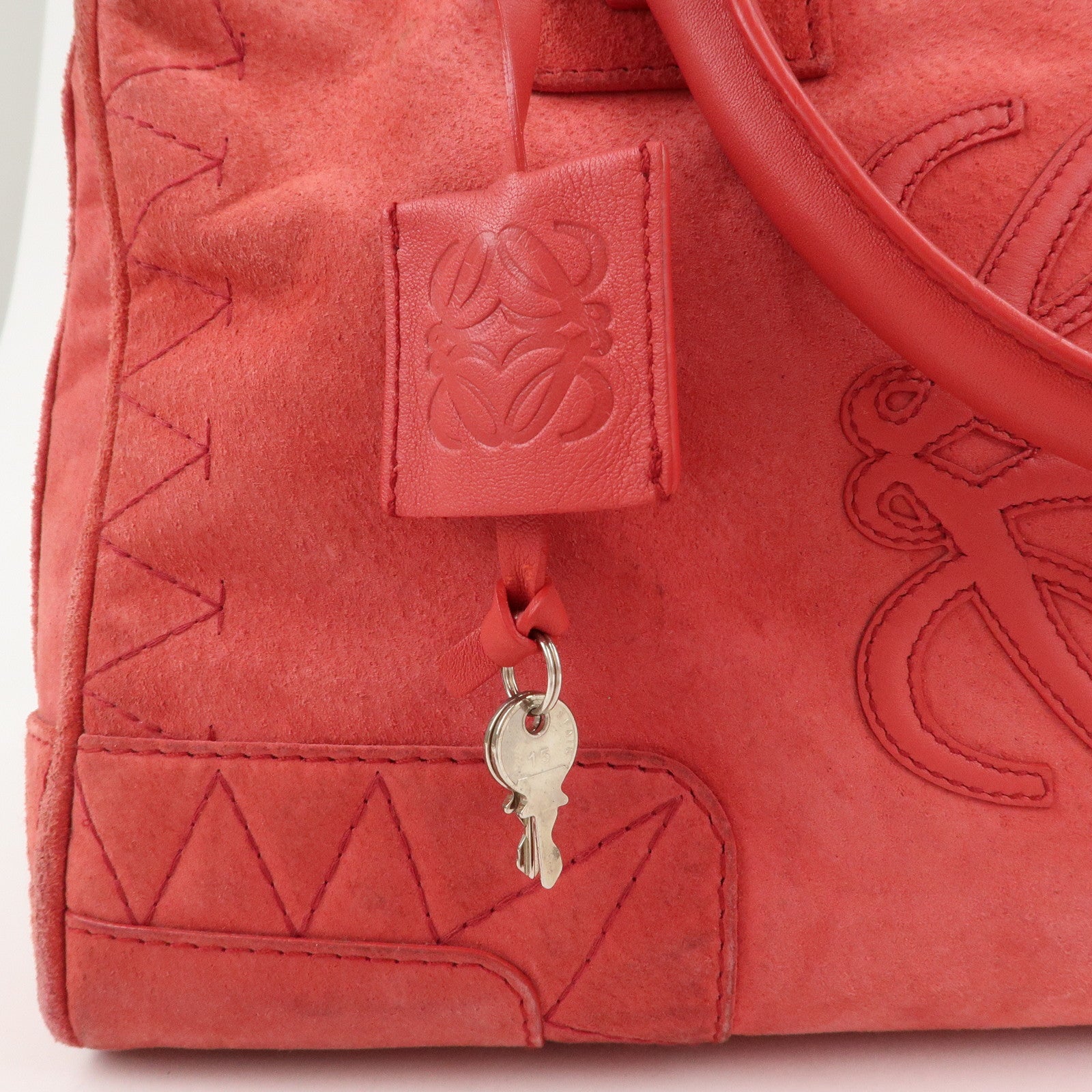 LOEWE Anagram Leather Amazona 36 Hand Bag Rose Used
