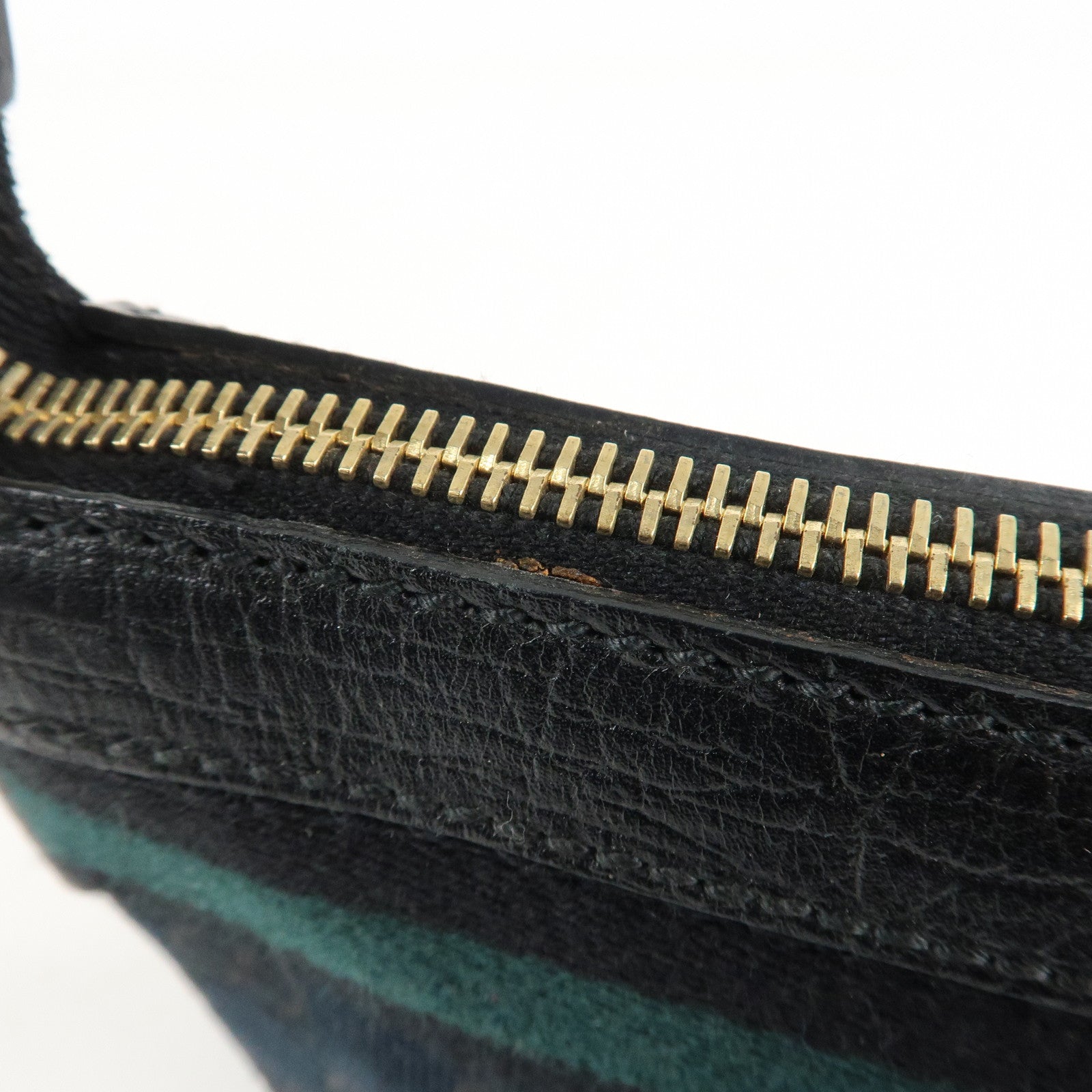 GUCCI Sherry GG Canvas Leather Shoulder Bag Black 145970 Used