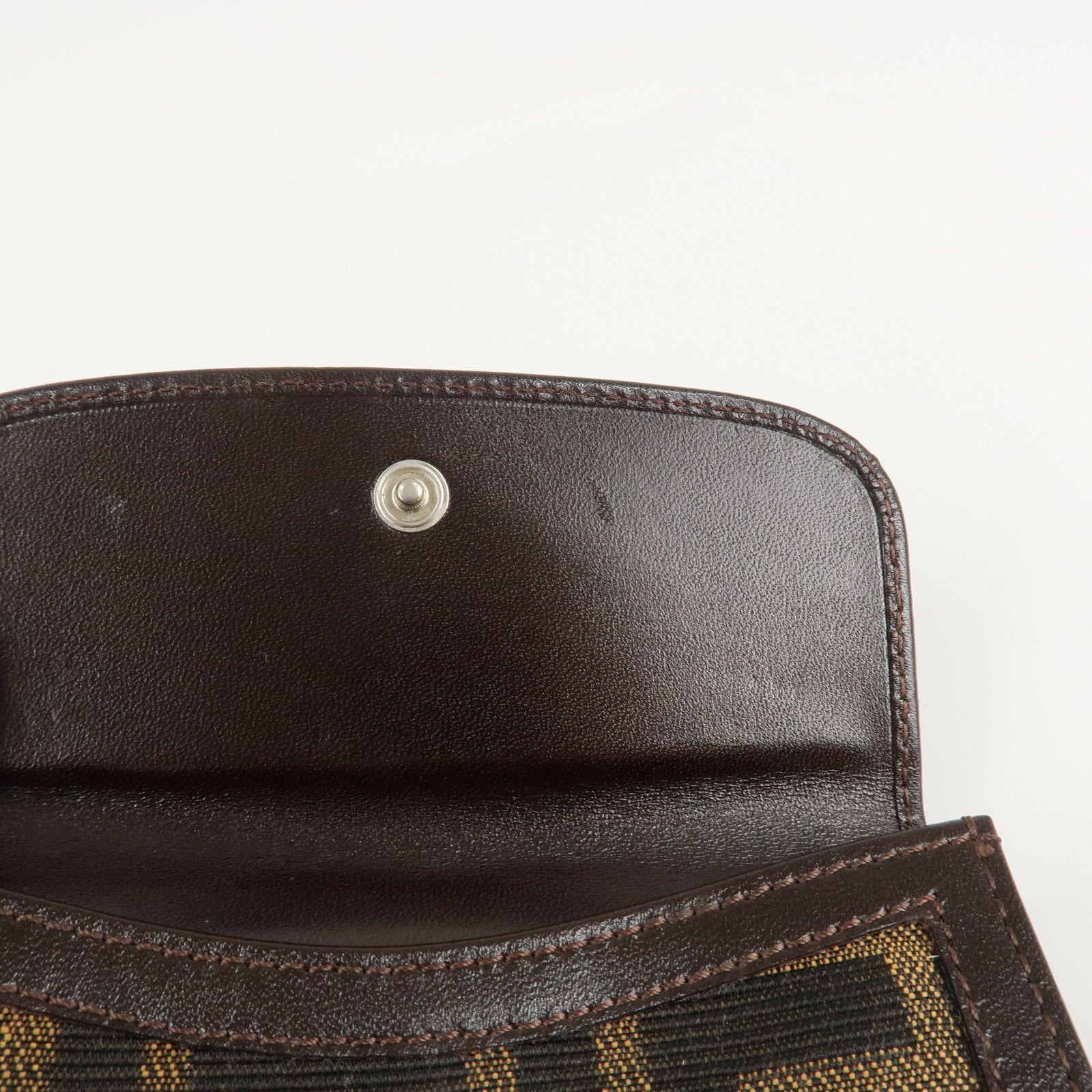 FENDI Zucca Canvas Leather W Hook Bifold Wallet 12671 Used