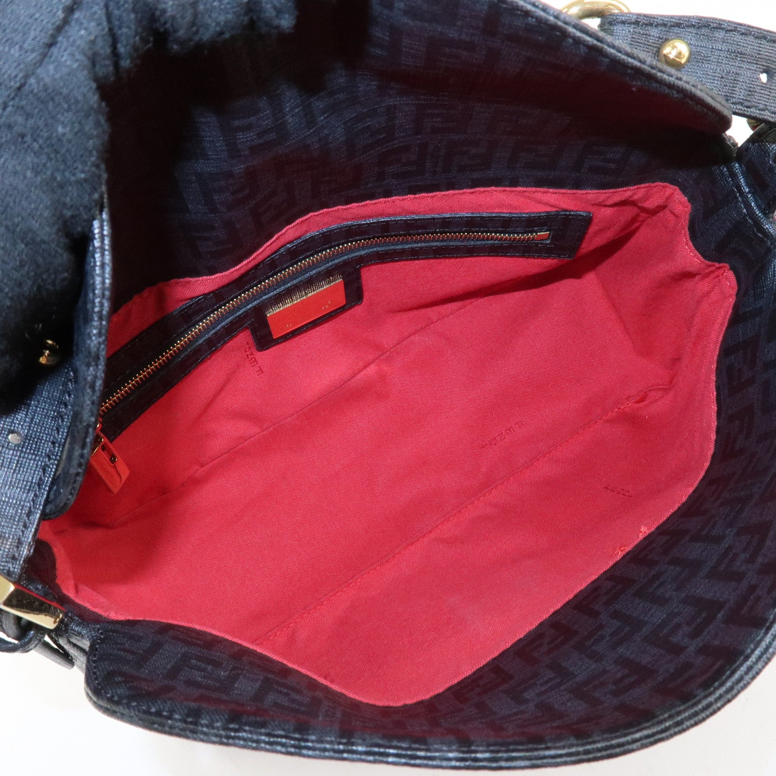 FENDI Zucchino PVC Leather Chain Shoulder Bag Gray Black 8BR003 Used