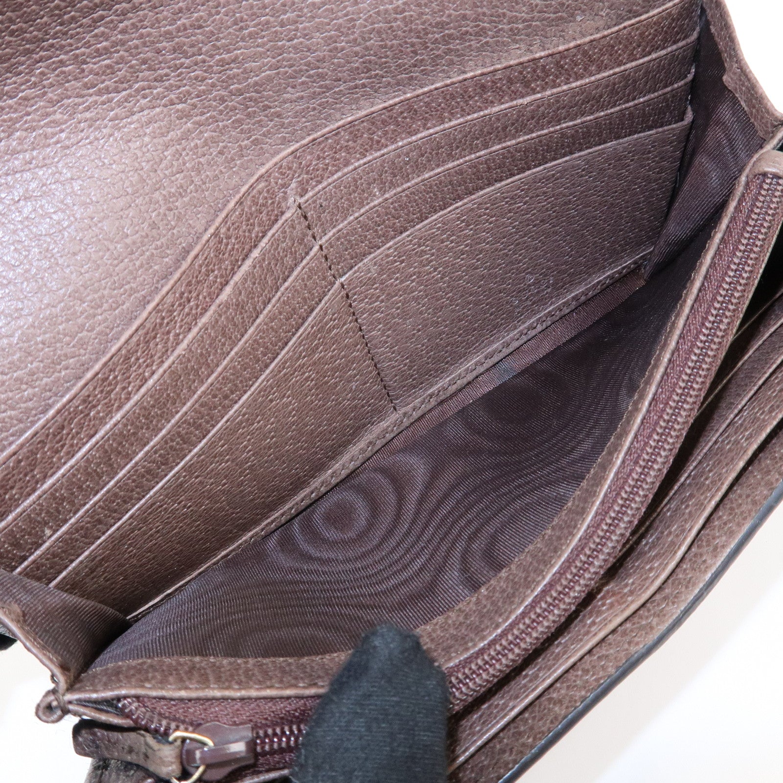 GUCCI Ophidia Sherry GG Supreme Leather Bi-fold Long Wallet 523153 Used