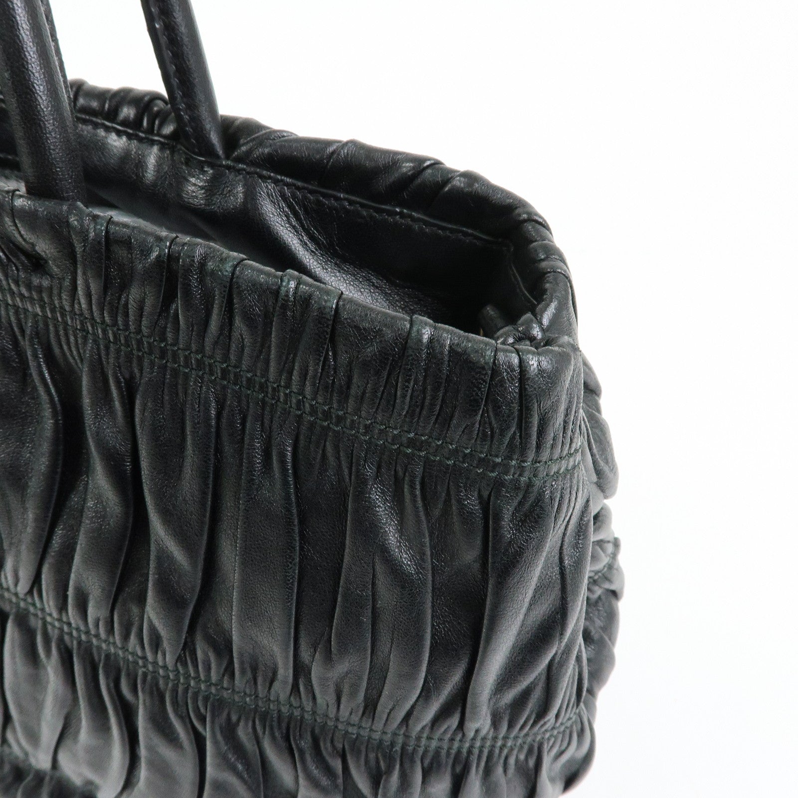 PRADA Ribbon Nappa Gaufure Leather 2Way Bag Black BN1932