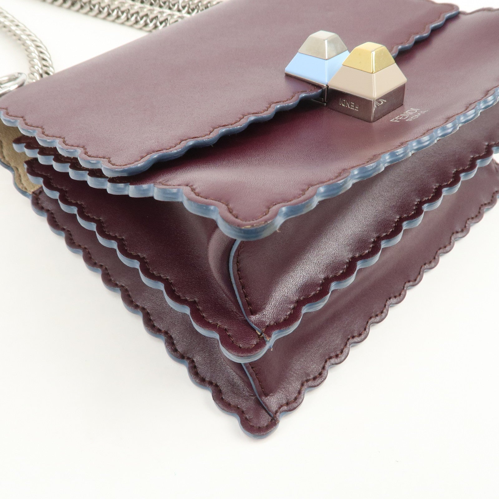 FENDI Mini Kan I Chain Shoulder Bag Crossbody Bag Purple 8M0381