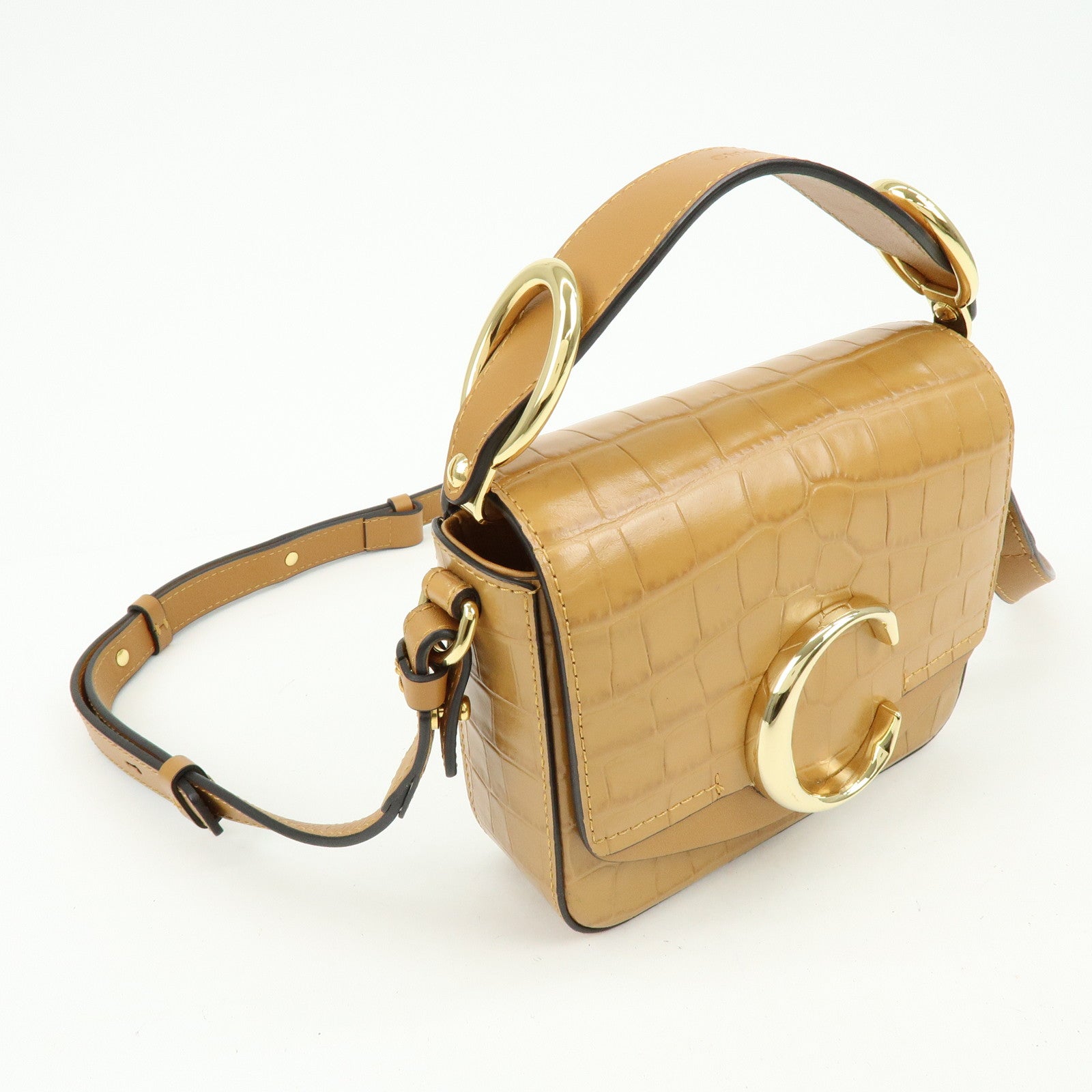 Chloe See By Chloe Embosssed Leather 2Way Bag Shoulder Bag Brown