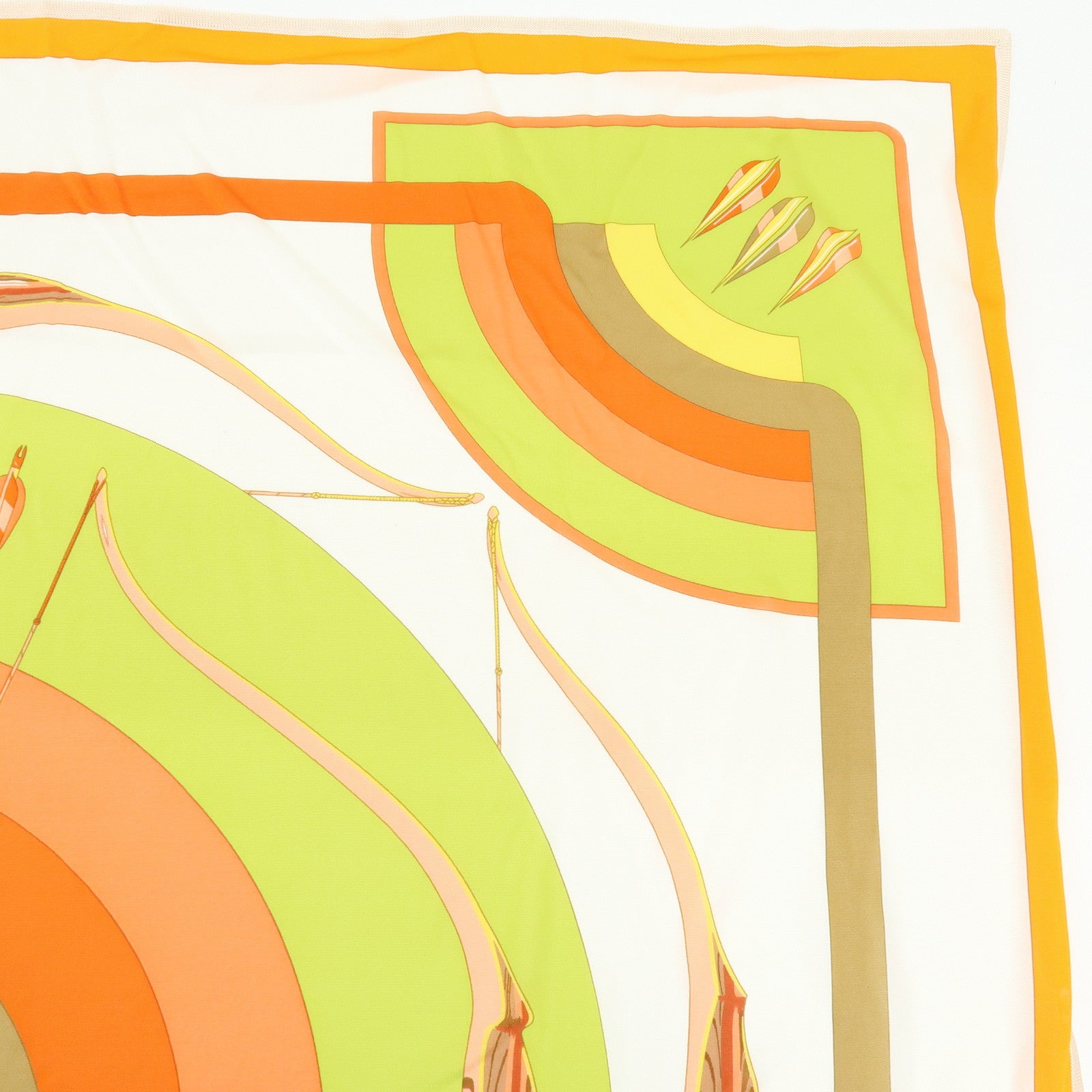 HERMES Carre 90 Silk 100% Scarf ARCS~EN~CIEL Orange White